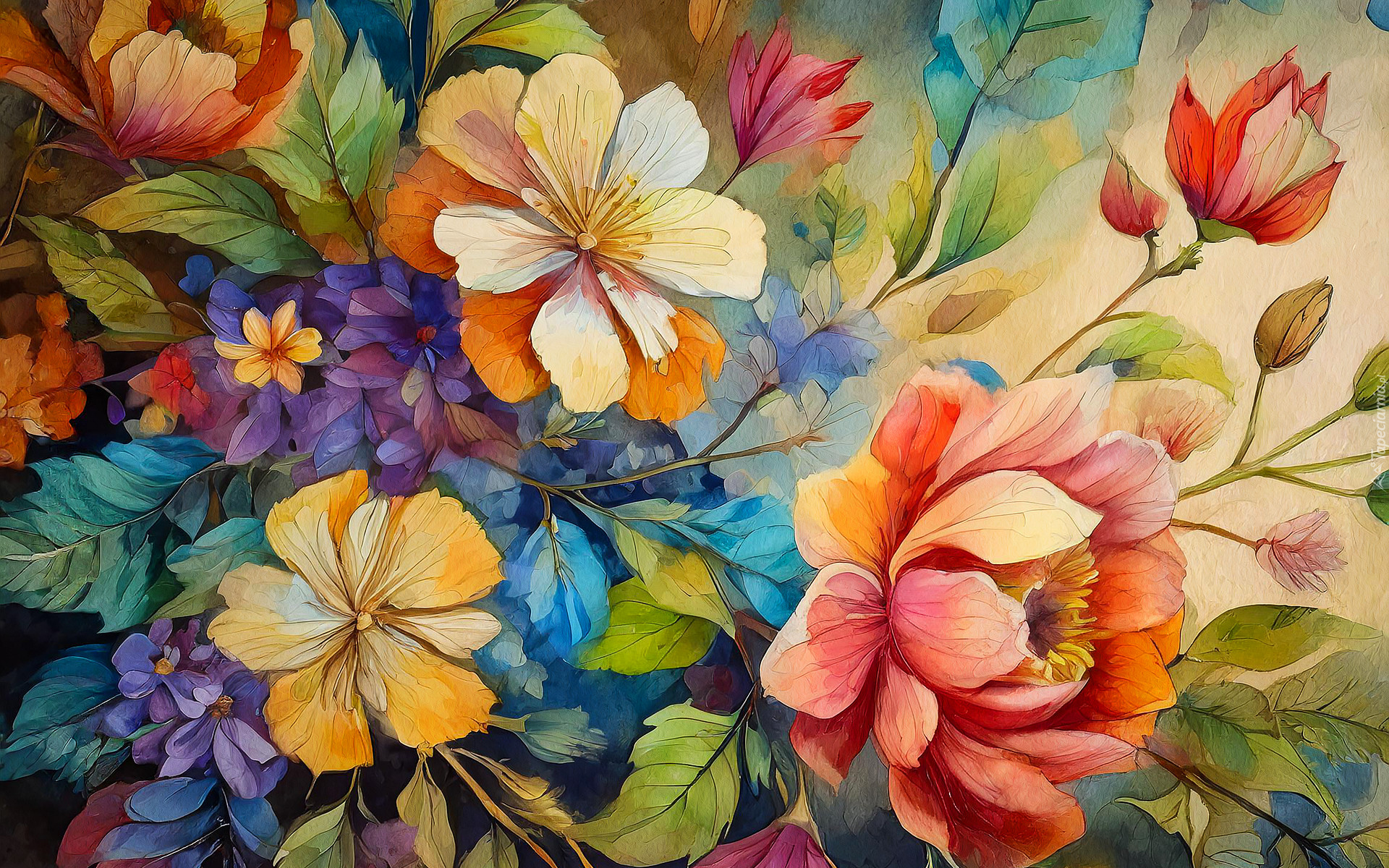 Malarstwo, Kolorowe, Kwiaty