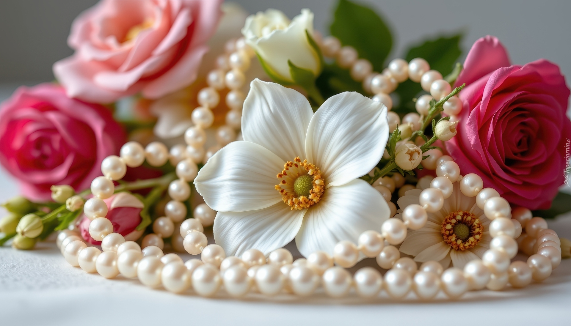 Kwiaty, Białe, Perły, Korale