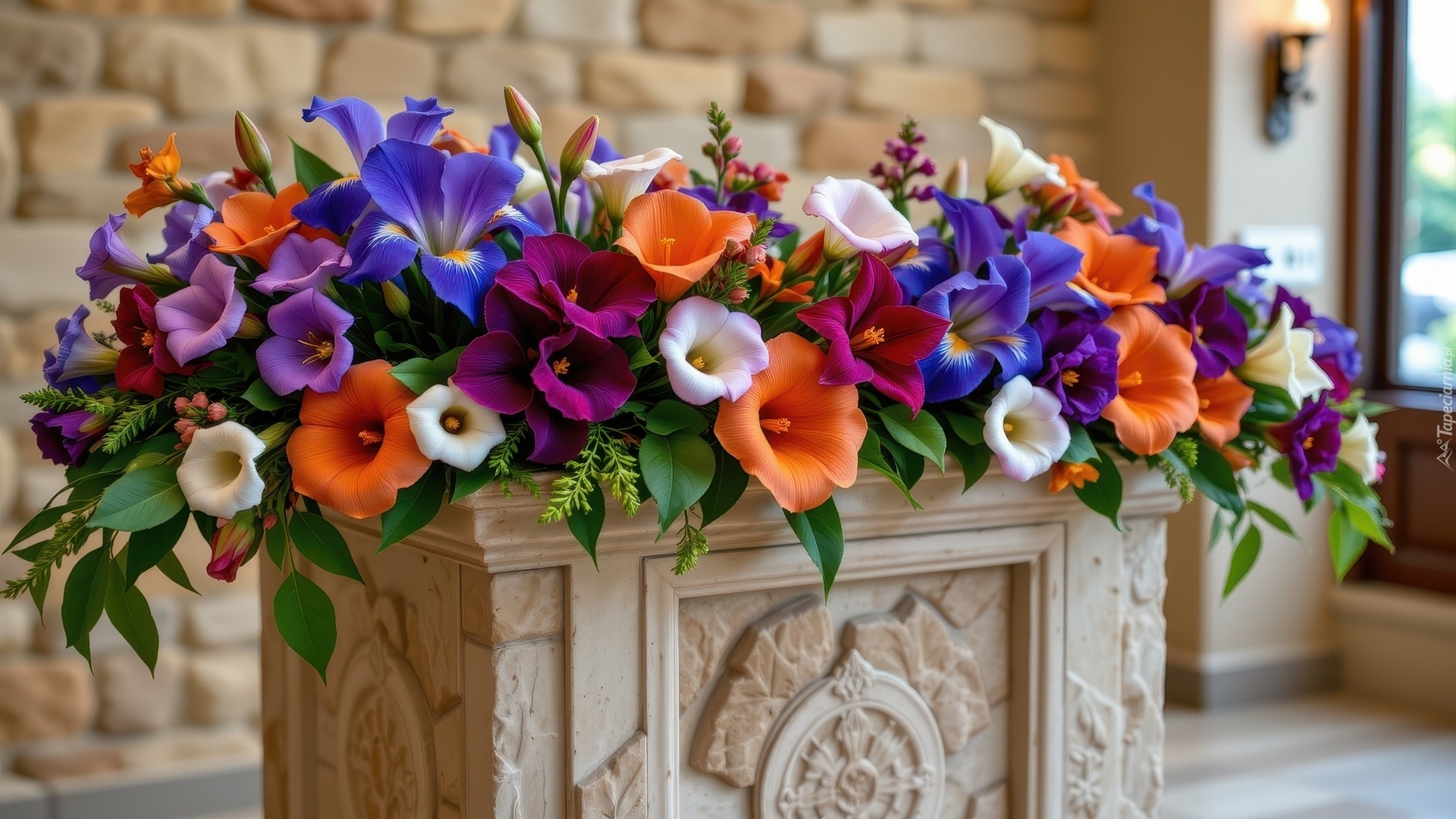 Kolorowe, Kwiaty, Kamienne, Podium