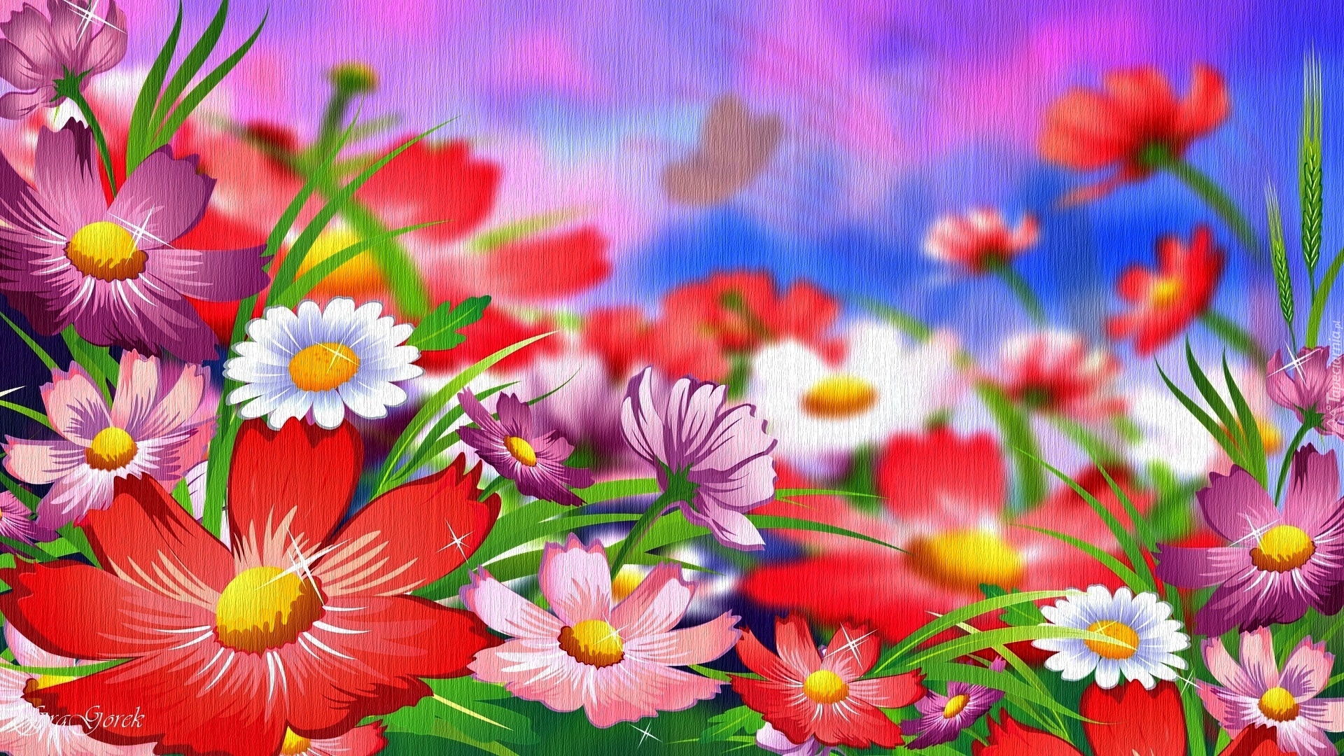 Grafika, 2D, Kolorowe, Kwiaty
