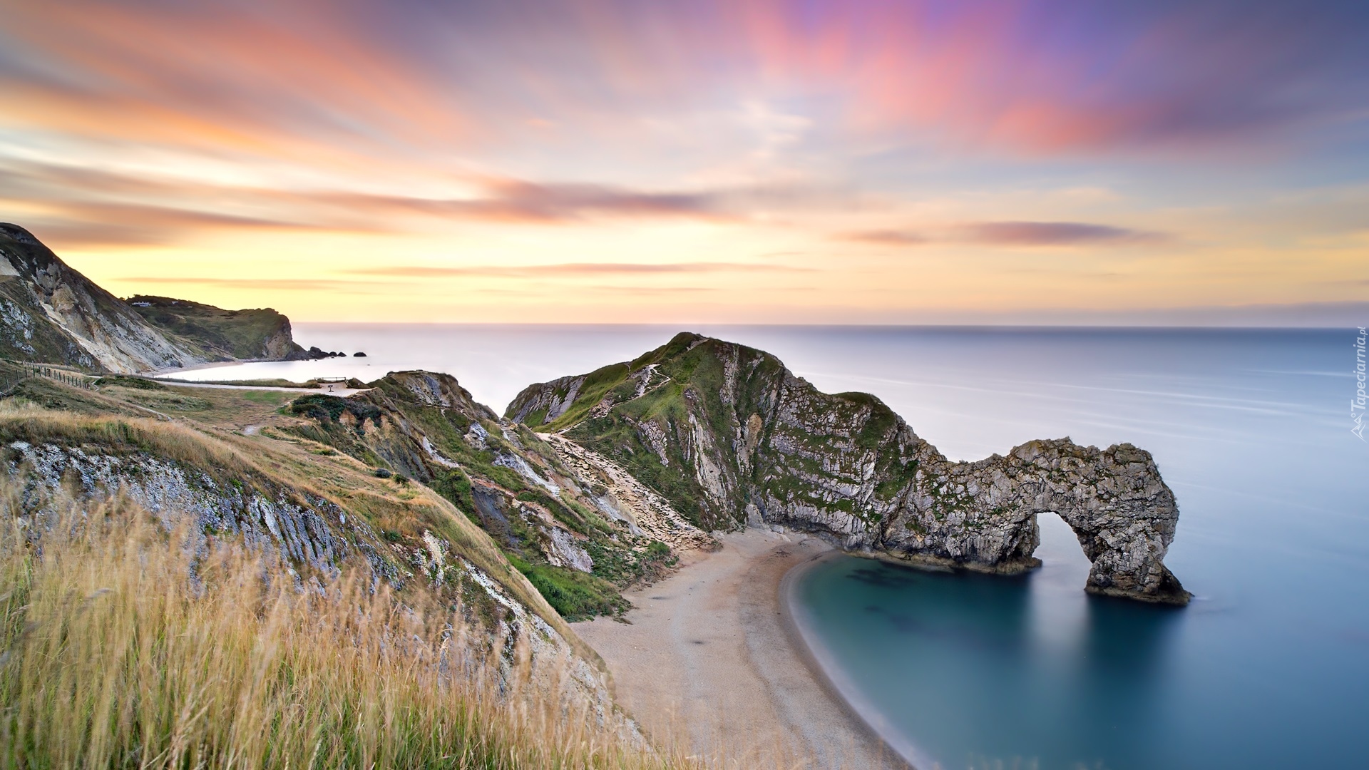 Anglia, Hrabstwo Dorset, Morze, Wybrzeże Jurajskie, Plaża, Skały, Łuk, Durdle Door