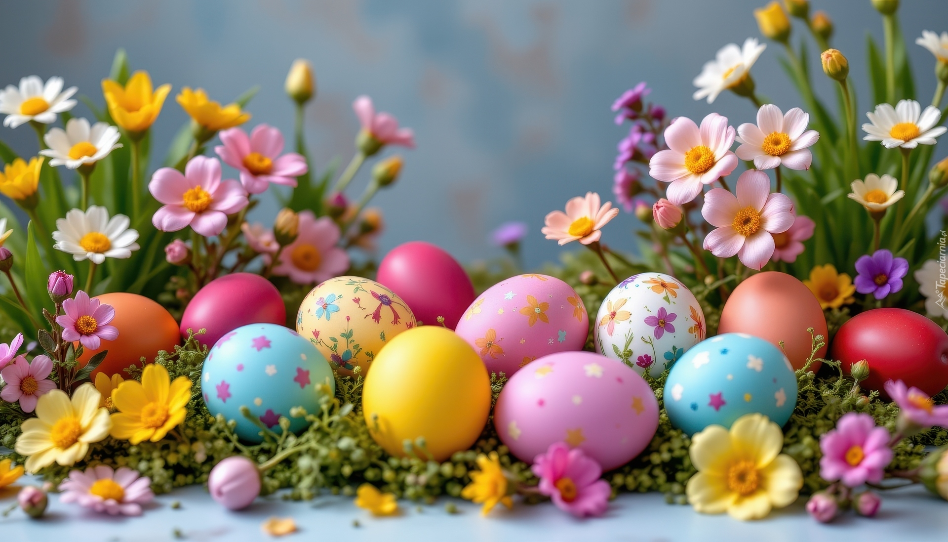 Wielkanoc, Kolorowe, Pisanki, Jajka, Kwiaty