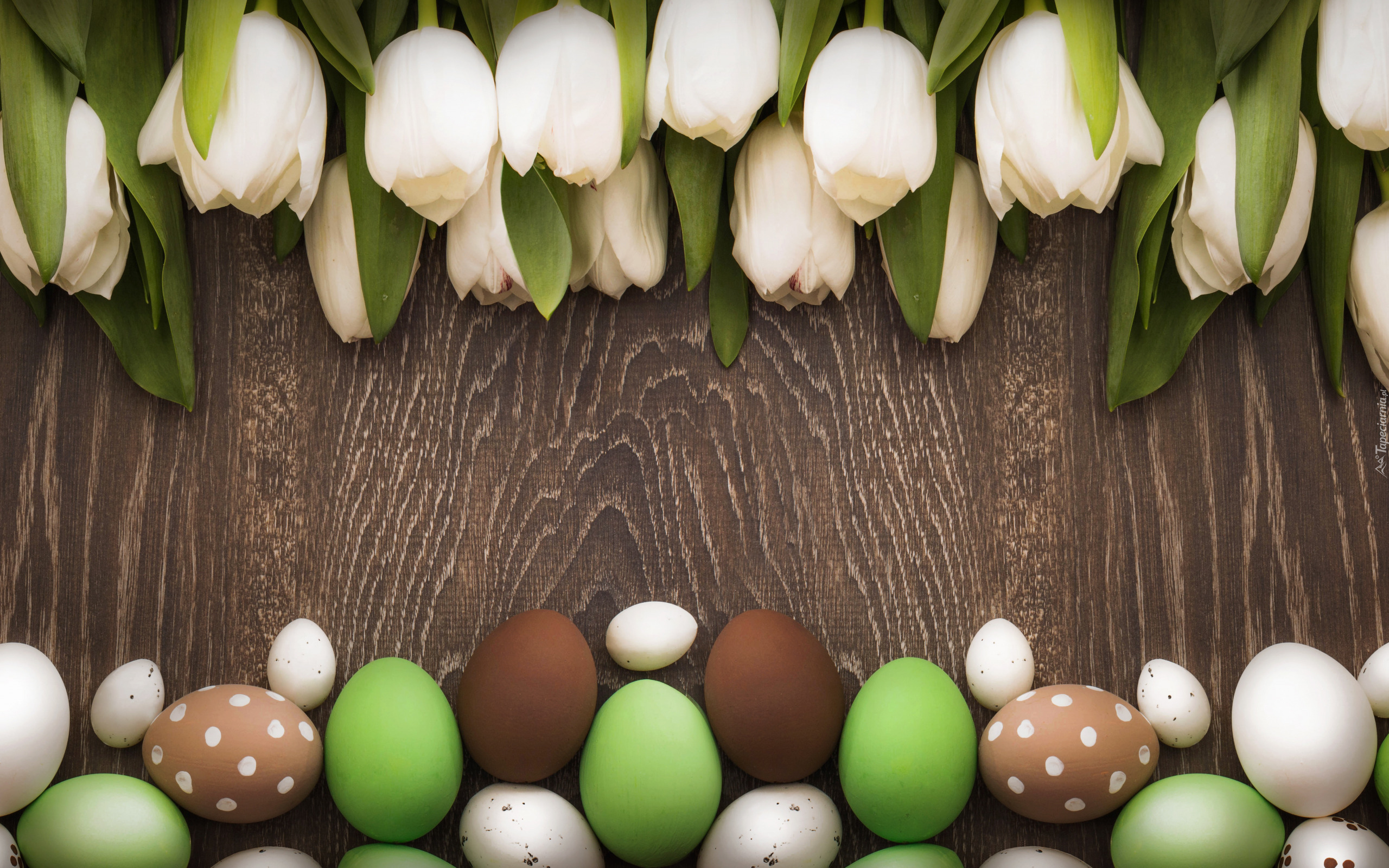 Wielkanoc, Białe, Tulipany, Pisanki, Deski