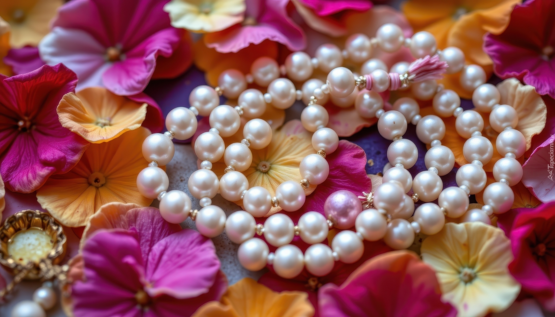 Kolorowe, Kwiaty, Płatki, Korale, Perły