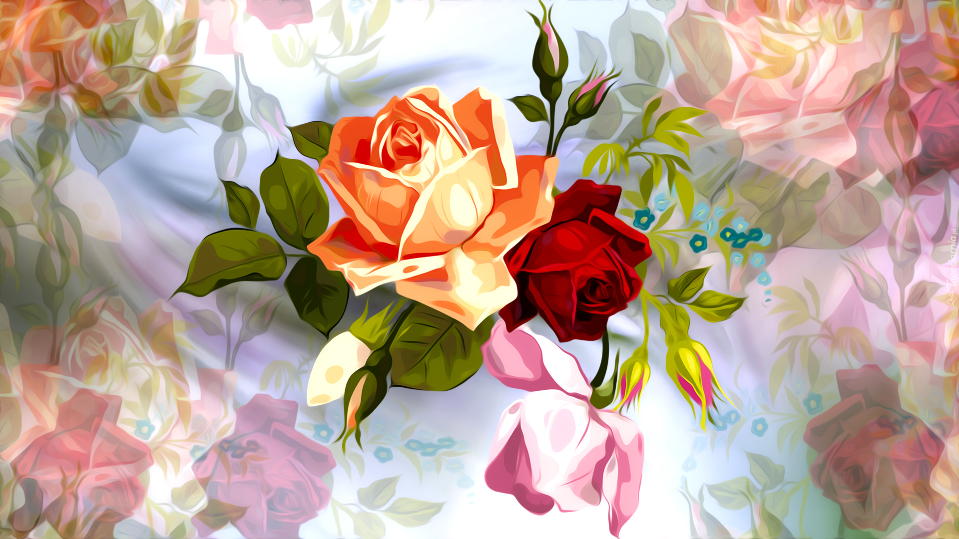Grafika 2D, Kwiaty, Róże