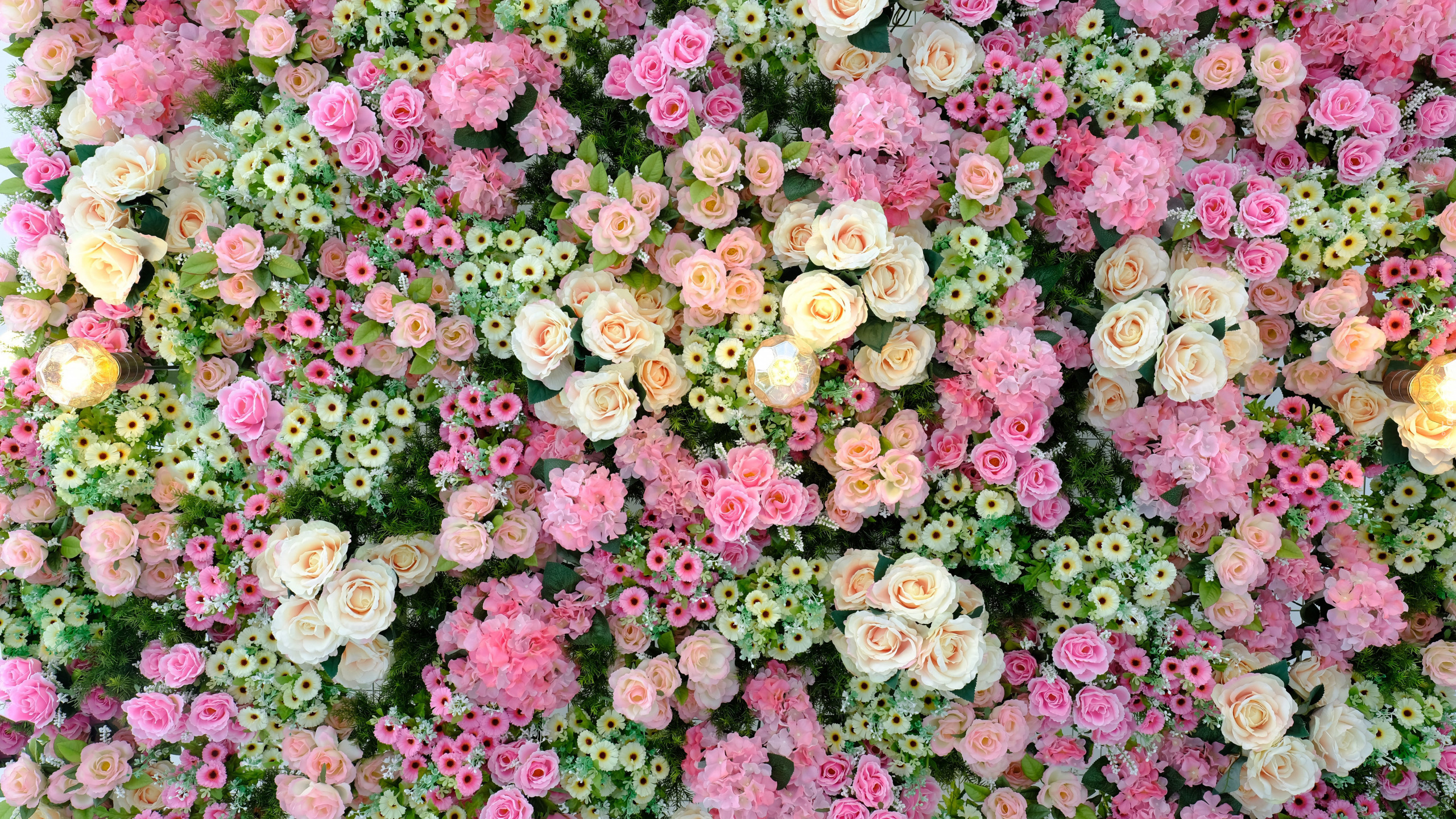 Kolorowe, Kwiaty, Róże, Hortensje