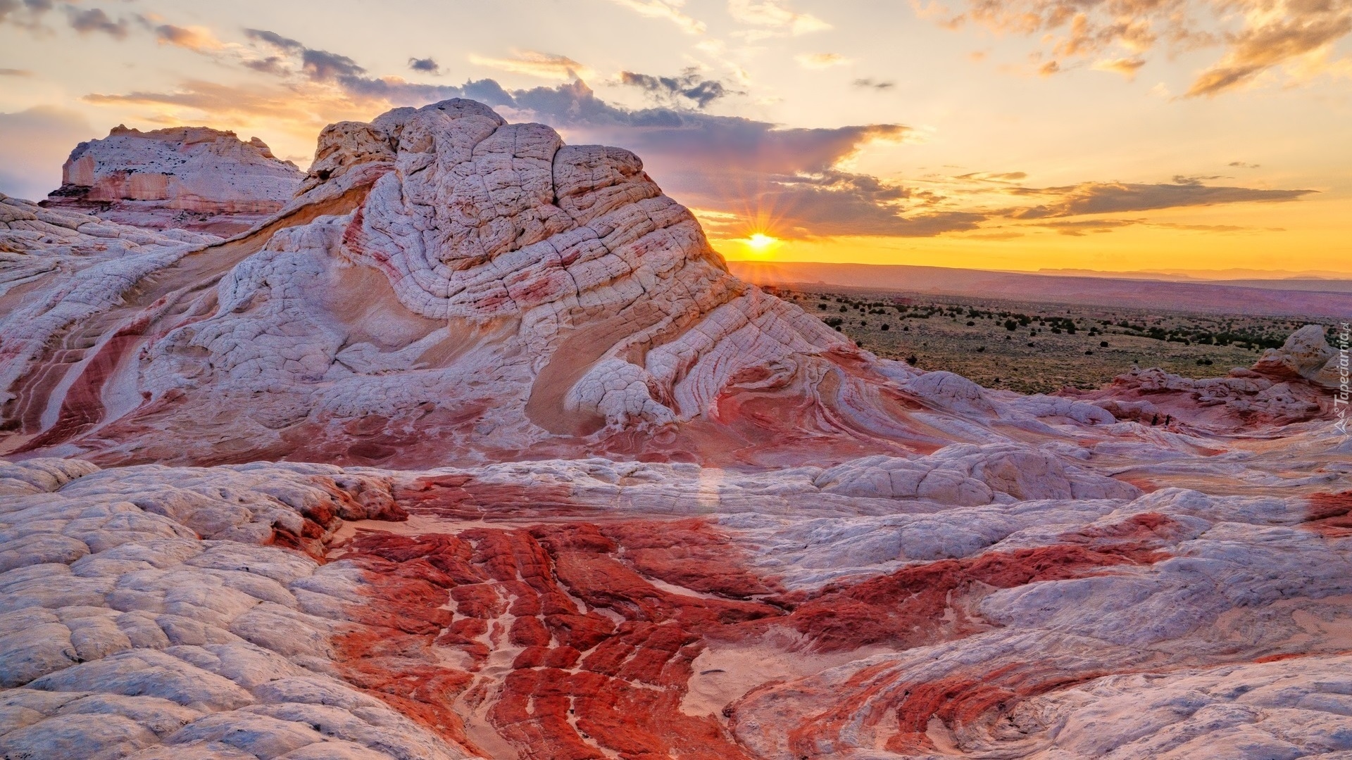 Zachód słońca, Skały, Marble Canyon, Vermillion Cliffs National Monument, Arizona, Stany Zjednoczone