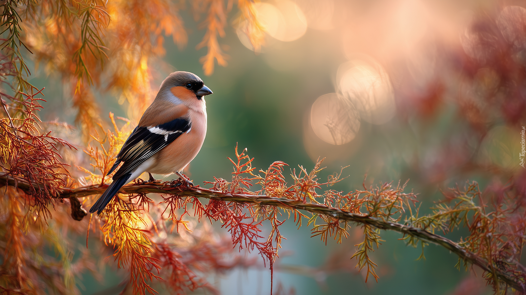 Kolorowy, Ptak, Gałązka, Drzewo, Grafika AI