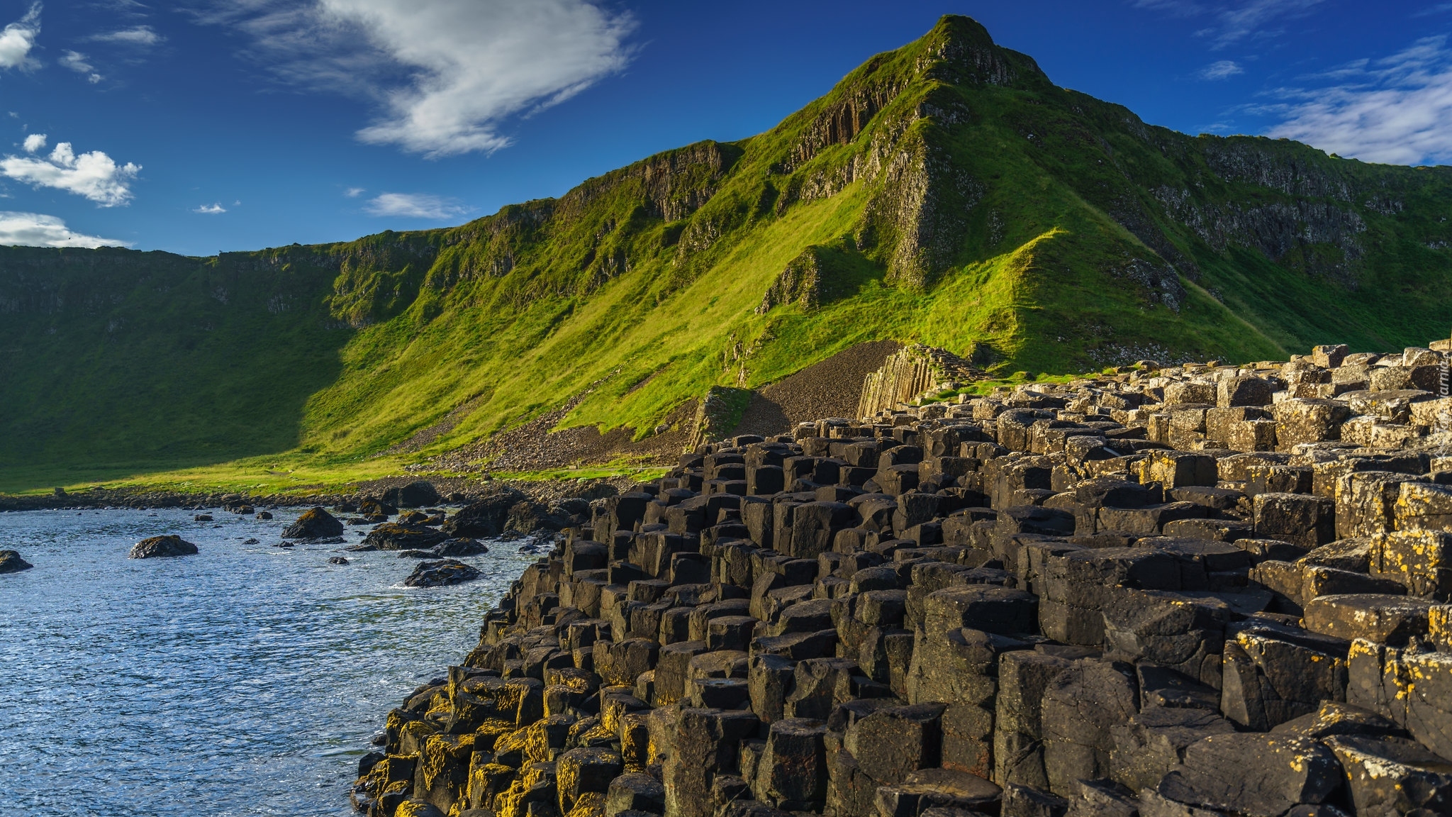 Wzgórza, Góry, Wybrzeże, Kolumny, Bazaltowe, Skały, Formacja Giants Causeway, Grobla Olbrzyma, Hrabstwo Antrim, Irlandia Północna