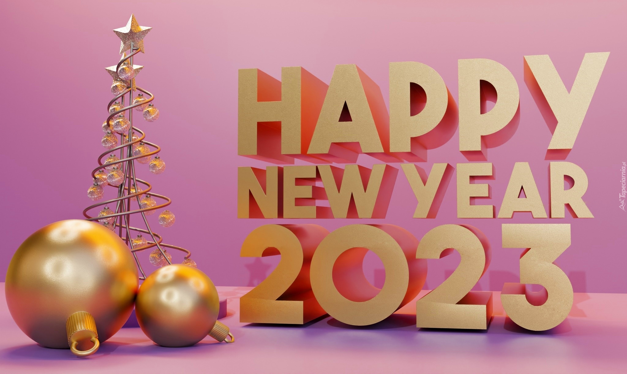 Nowy Rok, 2023, Choinka, Bombki, Życzenia