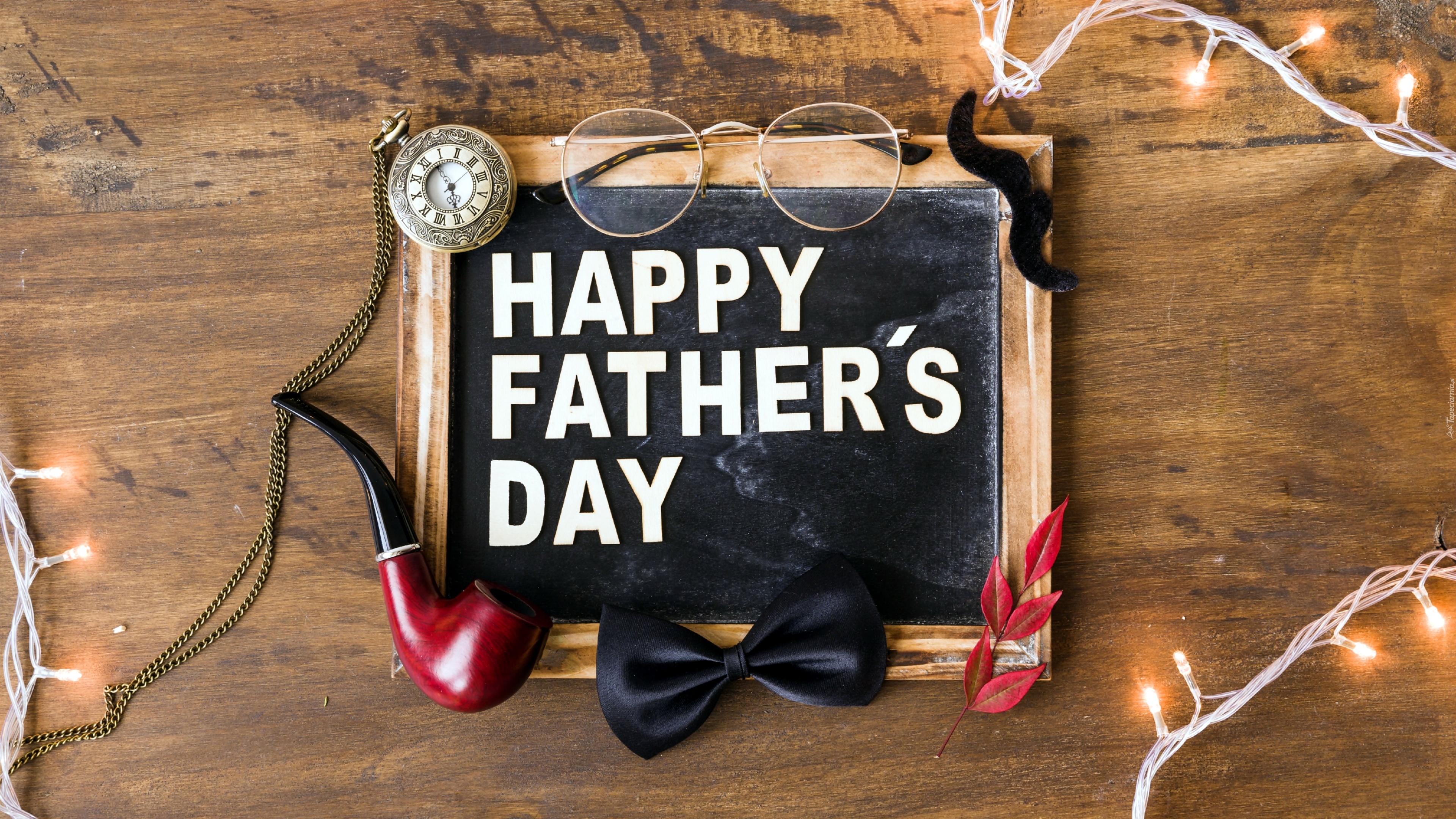 Dzień Ojca, Tabliczka, Napis, Happy Fathers Day, Fajka, Okulary, Muszka