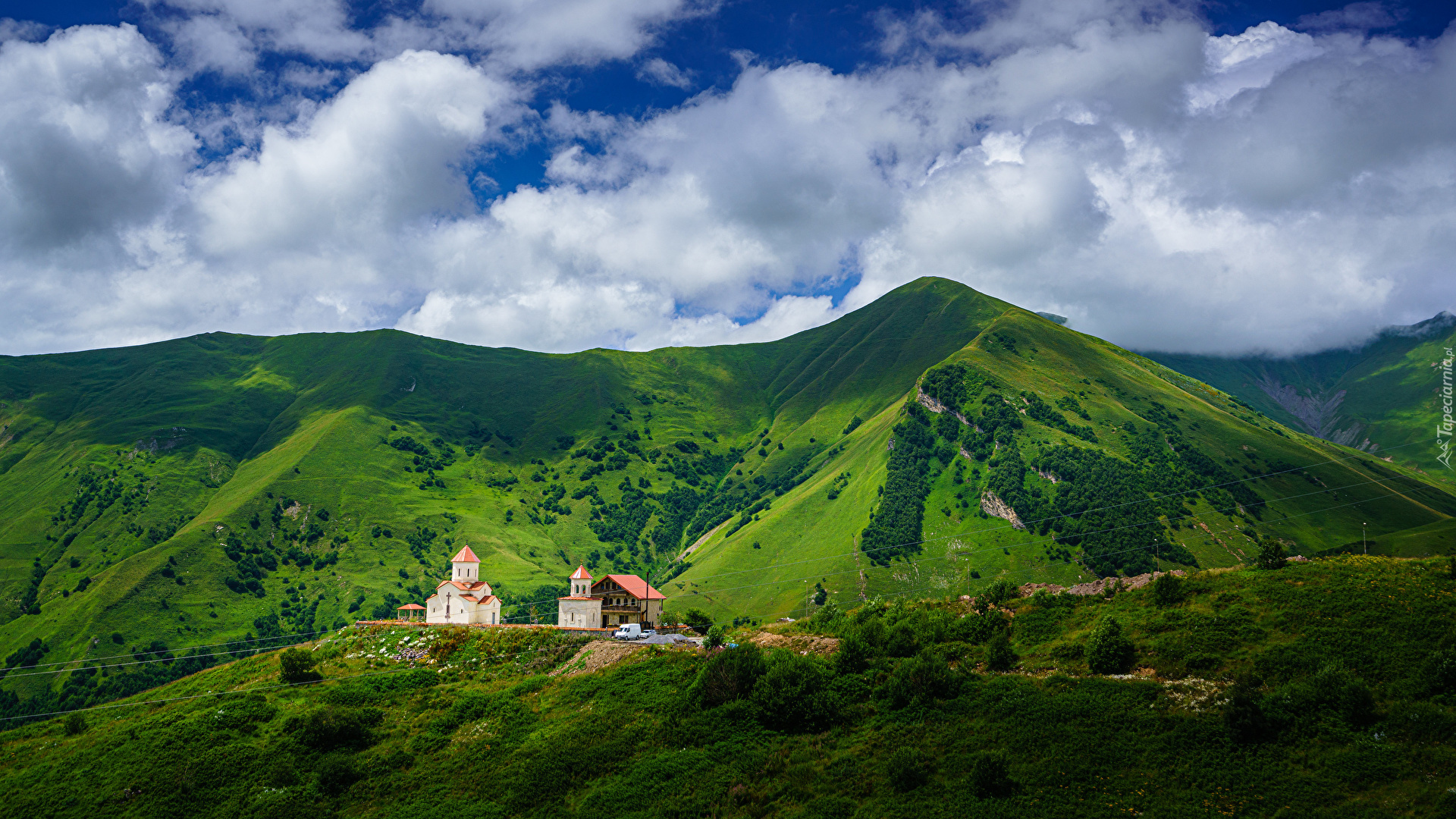 Gruzja, Gudauri, Góry, Zielone, Zbocza, Kościół Amaglebis Church