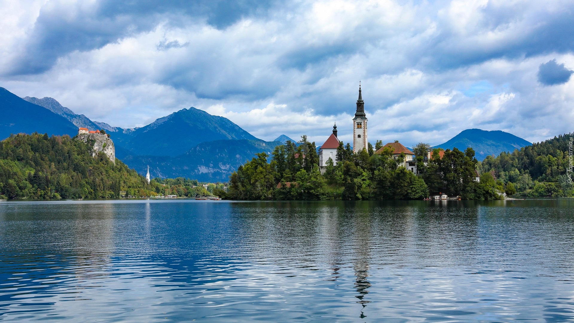 Słowenia, Góry, Wyspa Blejski Otok, Jezioro Bled, Kościół Wniebowzięcia Marii Panny