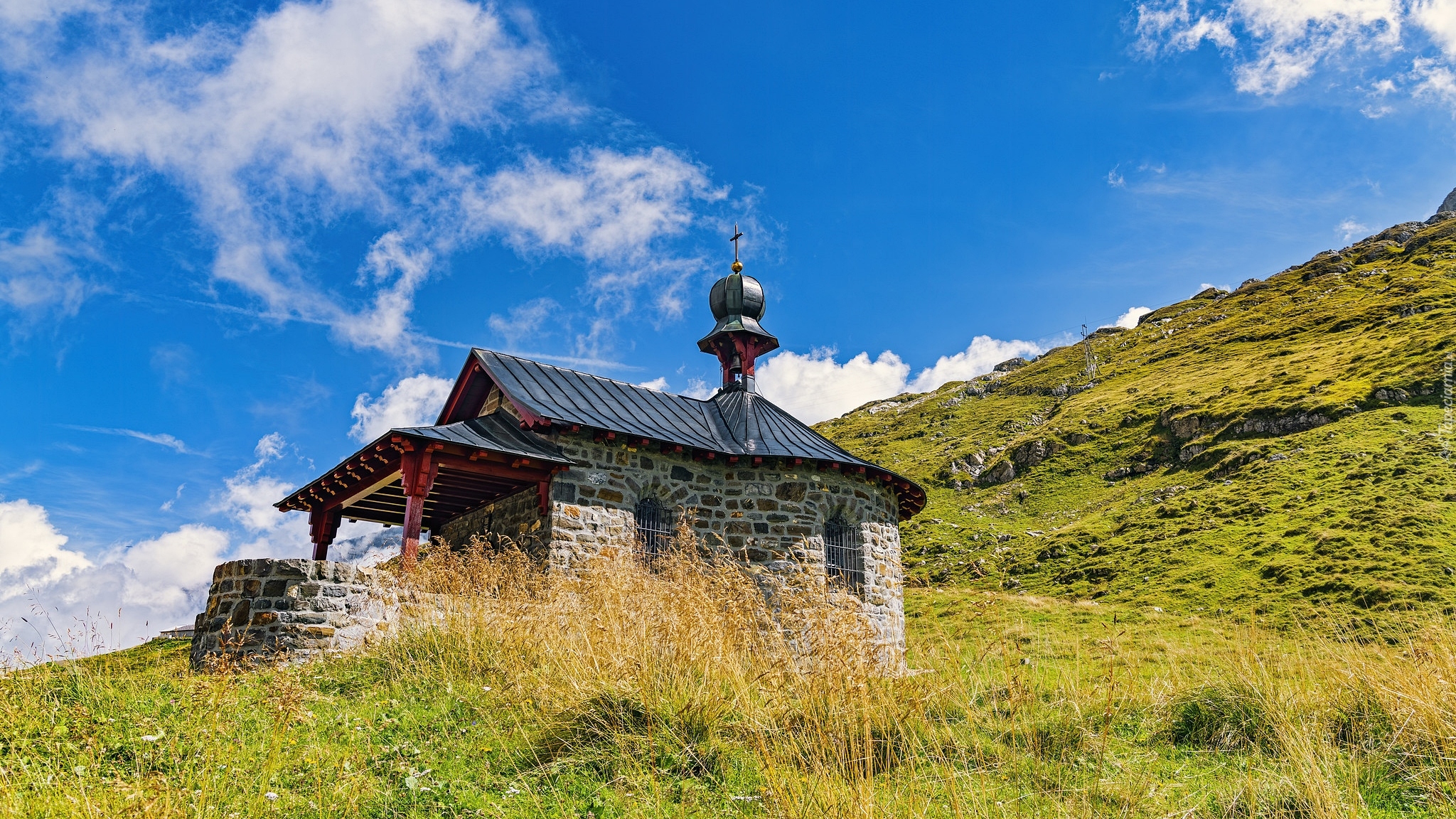 Kościółek, Przełęcz, Klausenpass, Góry, Alpy Glarneńskie, Szwajcaria