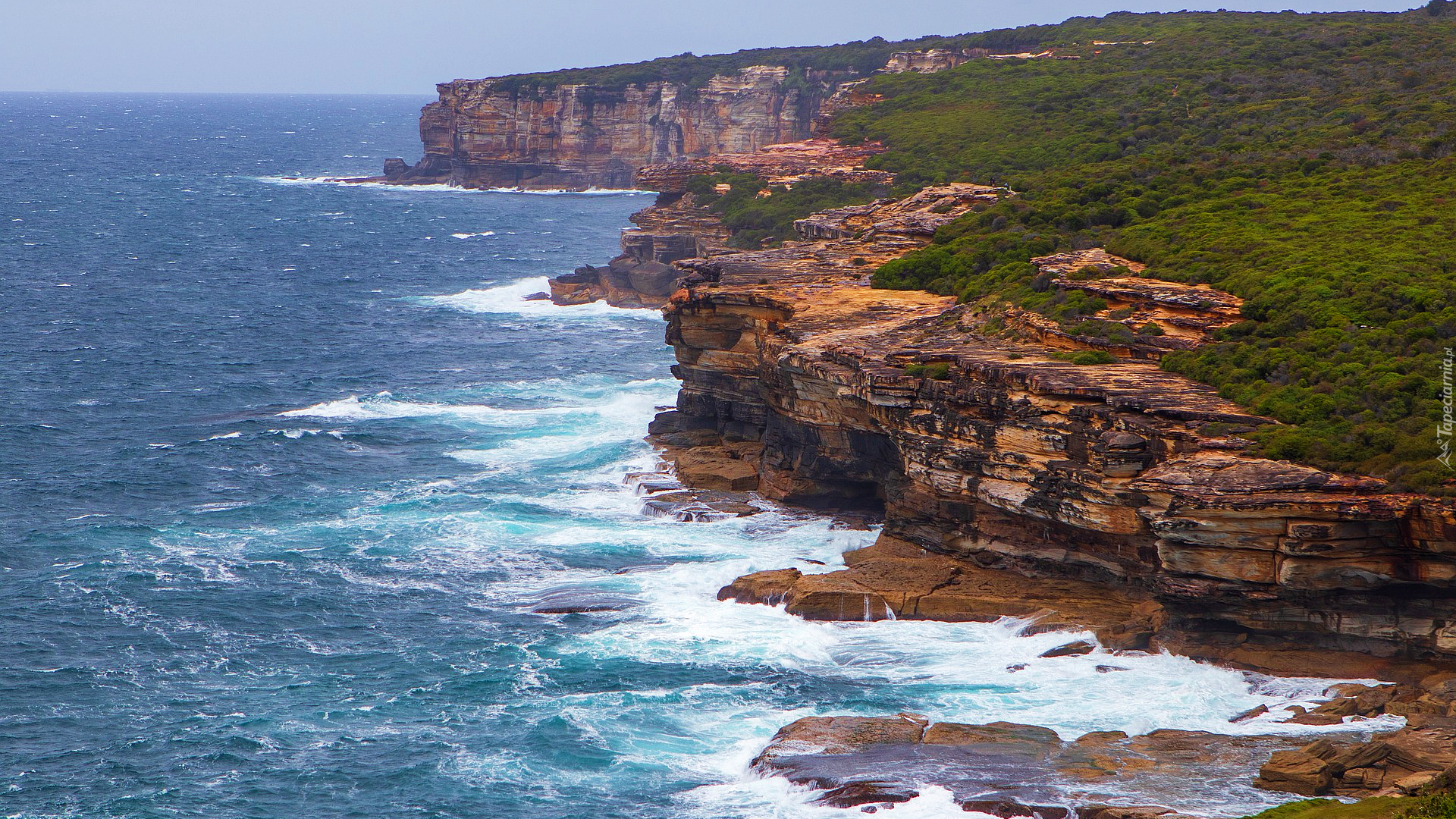 Klify, Skały, Morze, Ocean, Fale, Royal National Park, Królewski Park Narodowy, Nowa Południowa Walia, Australia