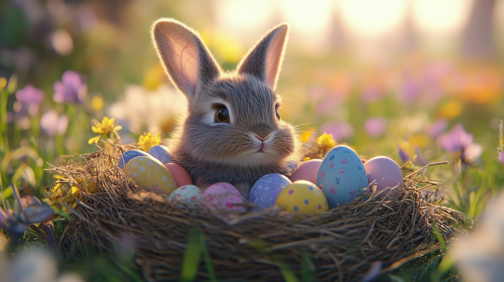 Królik, Pisanki, Gniazdko, Wielkanoc