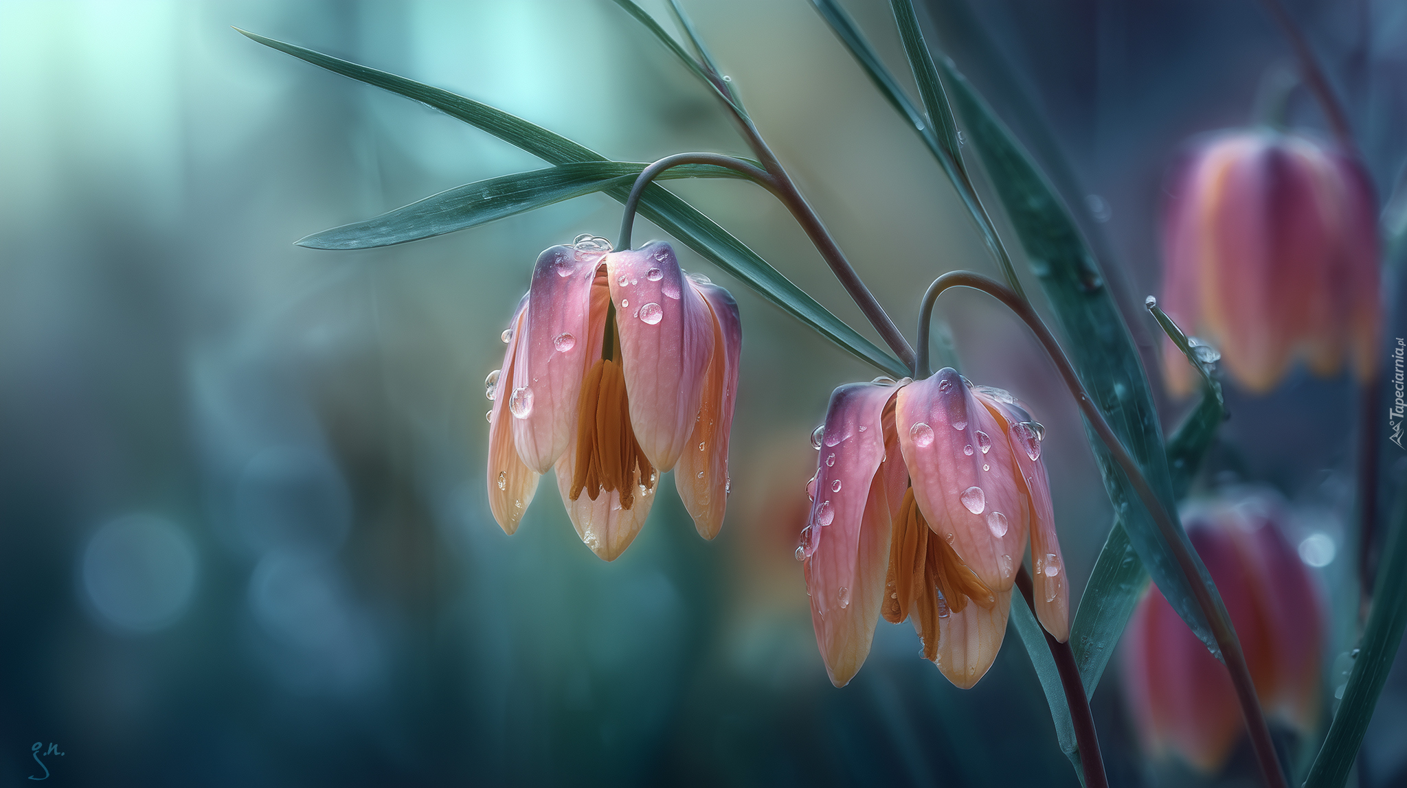 Krople, Kwiaty, Grafika AI