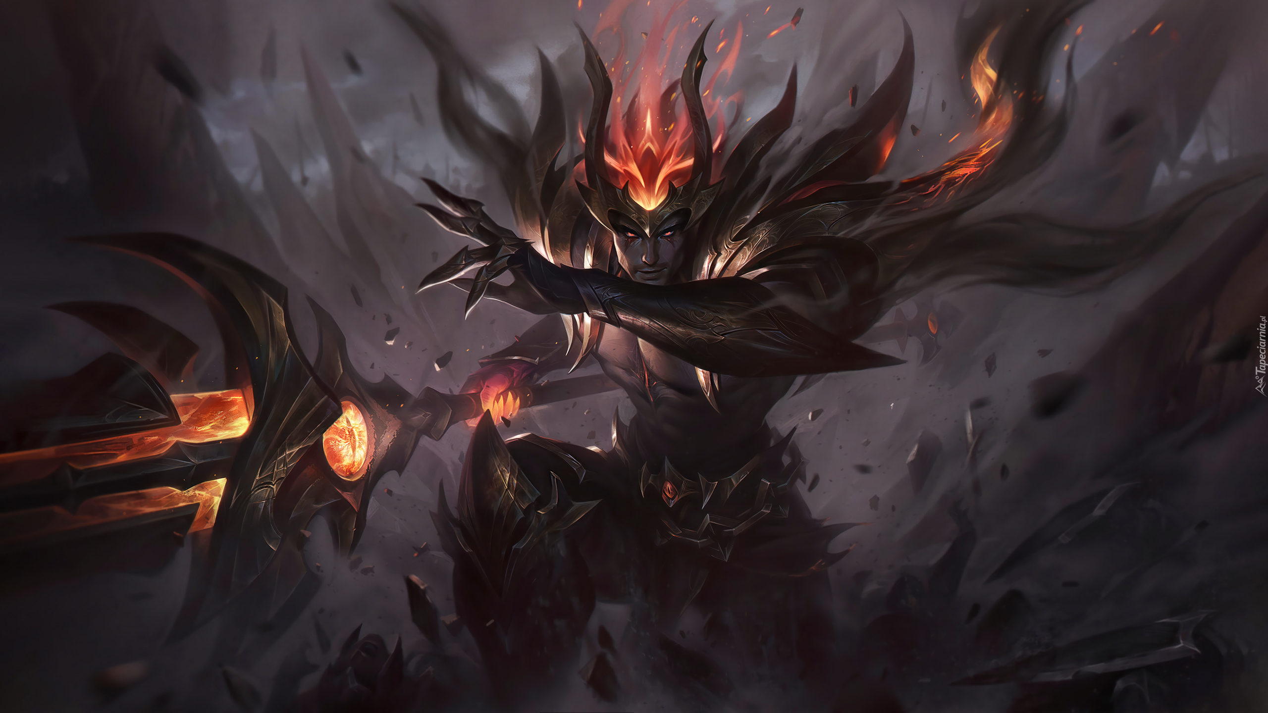 Gra, League of Legends Herald of Chaos, Postać, Jarvan IV, Książe, Broń, Rogi, Ogień