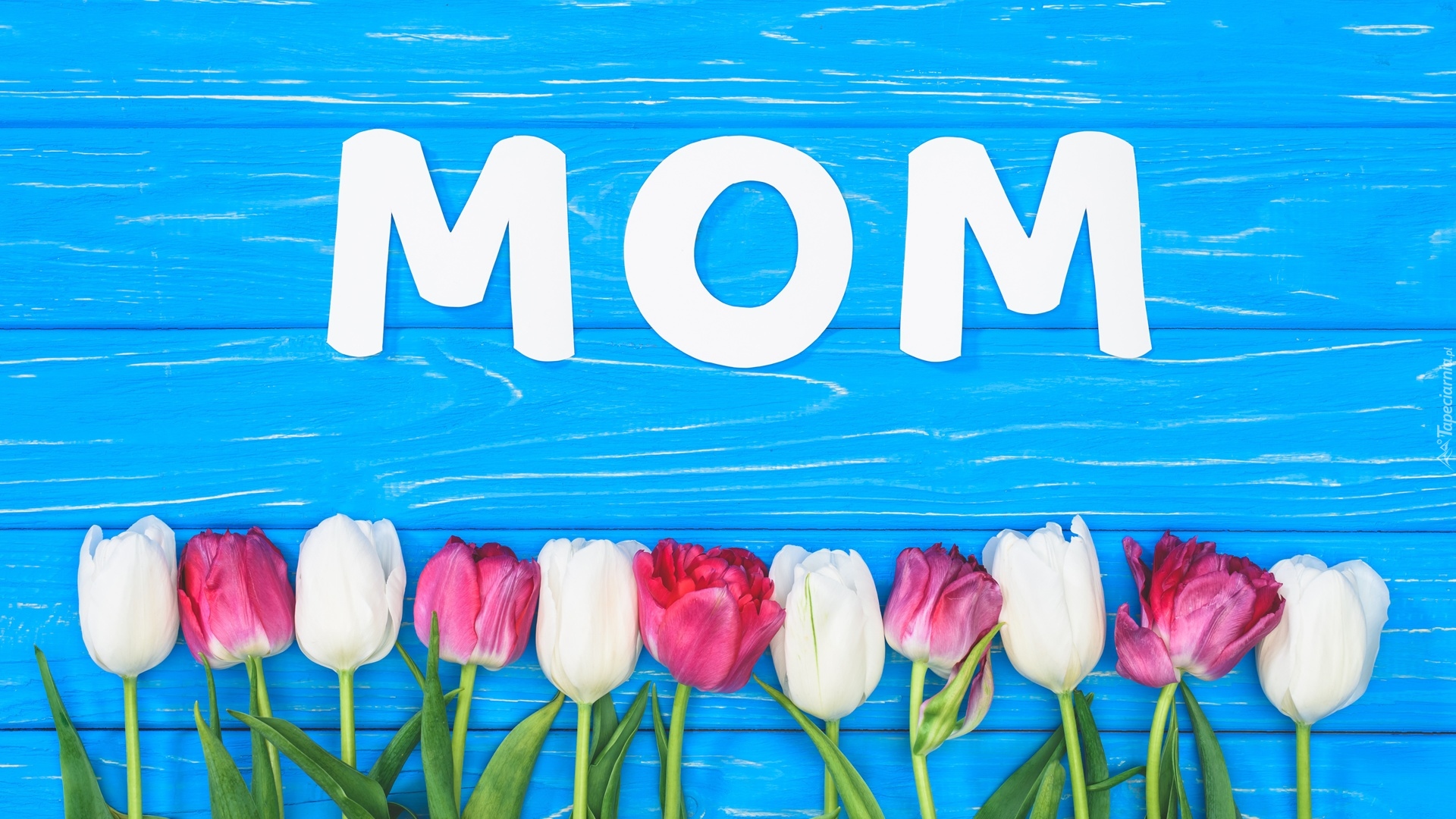 Kwiaty, Tulipany, Napis, Mom, Dzień Matki, Deski
