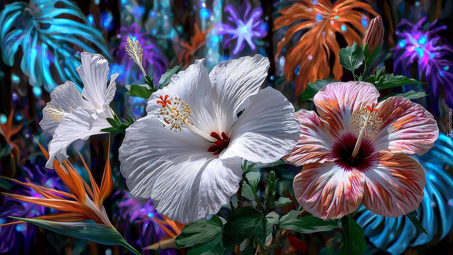Hibiskus, Kwiaty, Grafika AI