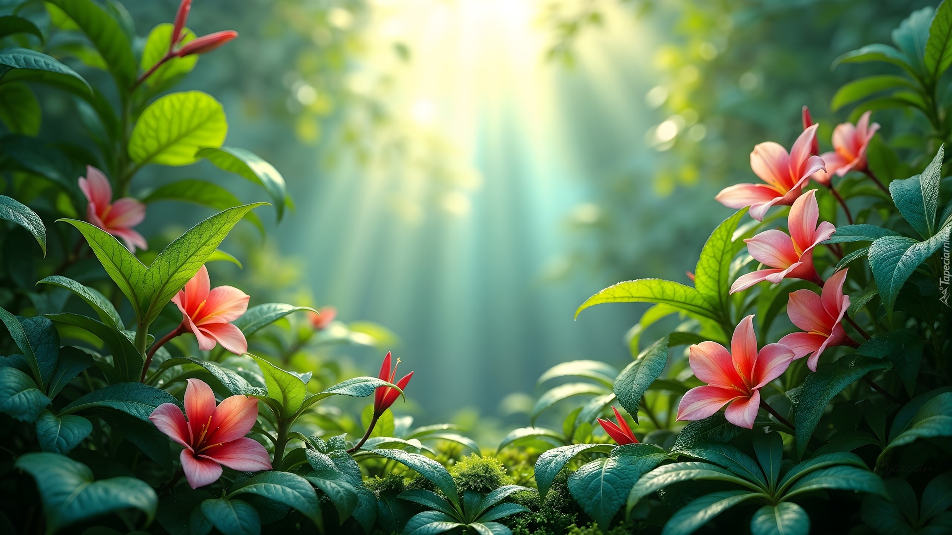 Kwiaty, Liście, Przebijające światło