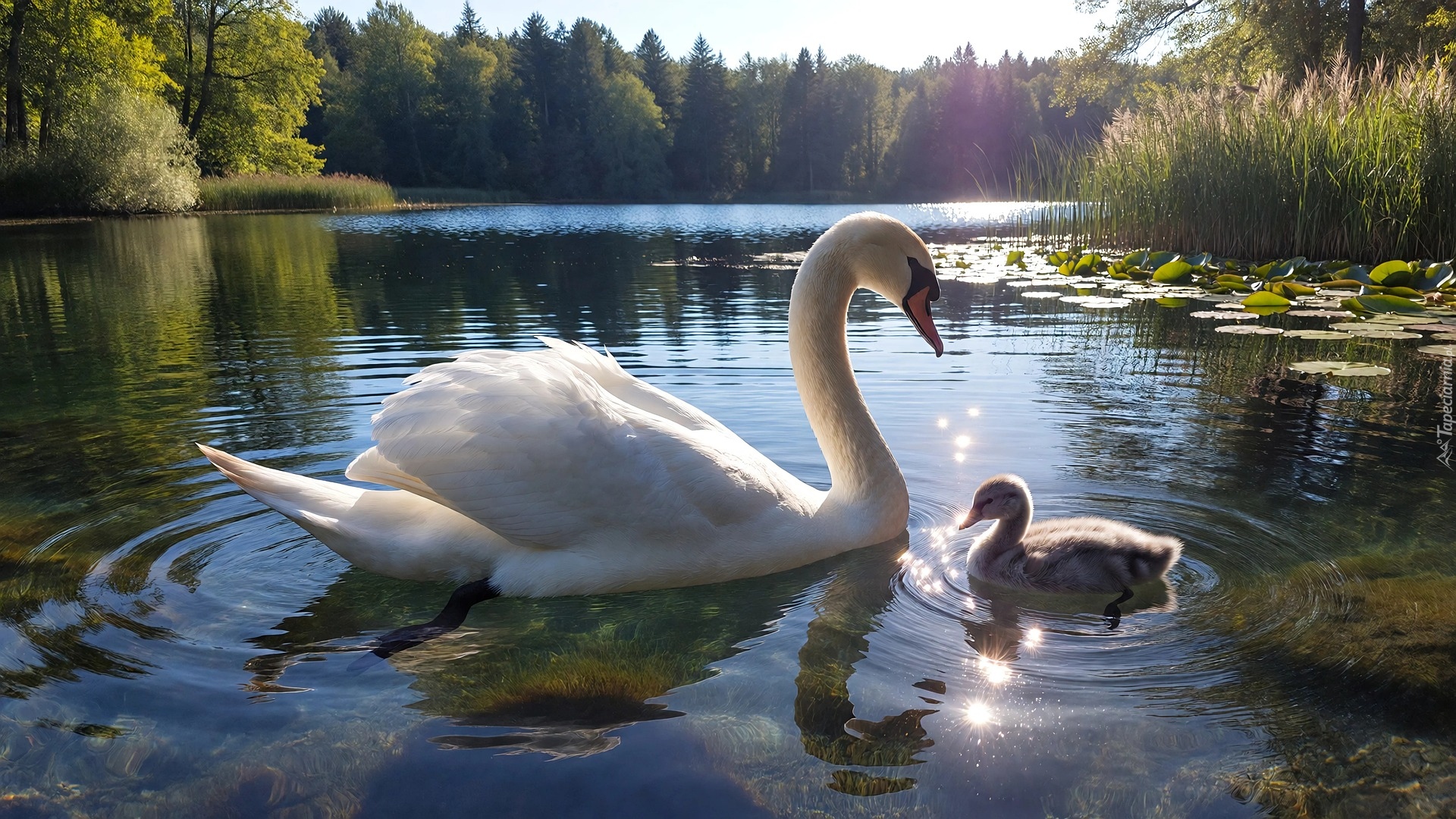 Dwa, Łabędzie, Mały, Łabędź, Jezioro