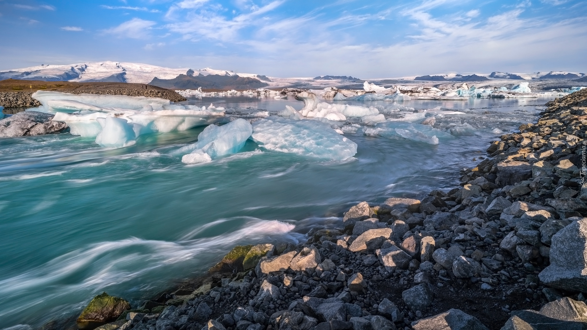 Laguna, Jezioro Jokulsarlon, Islandia, Kamienie, Lód