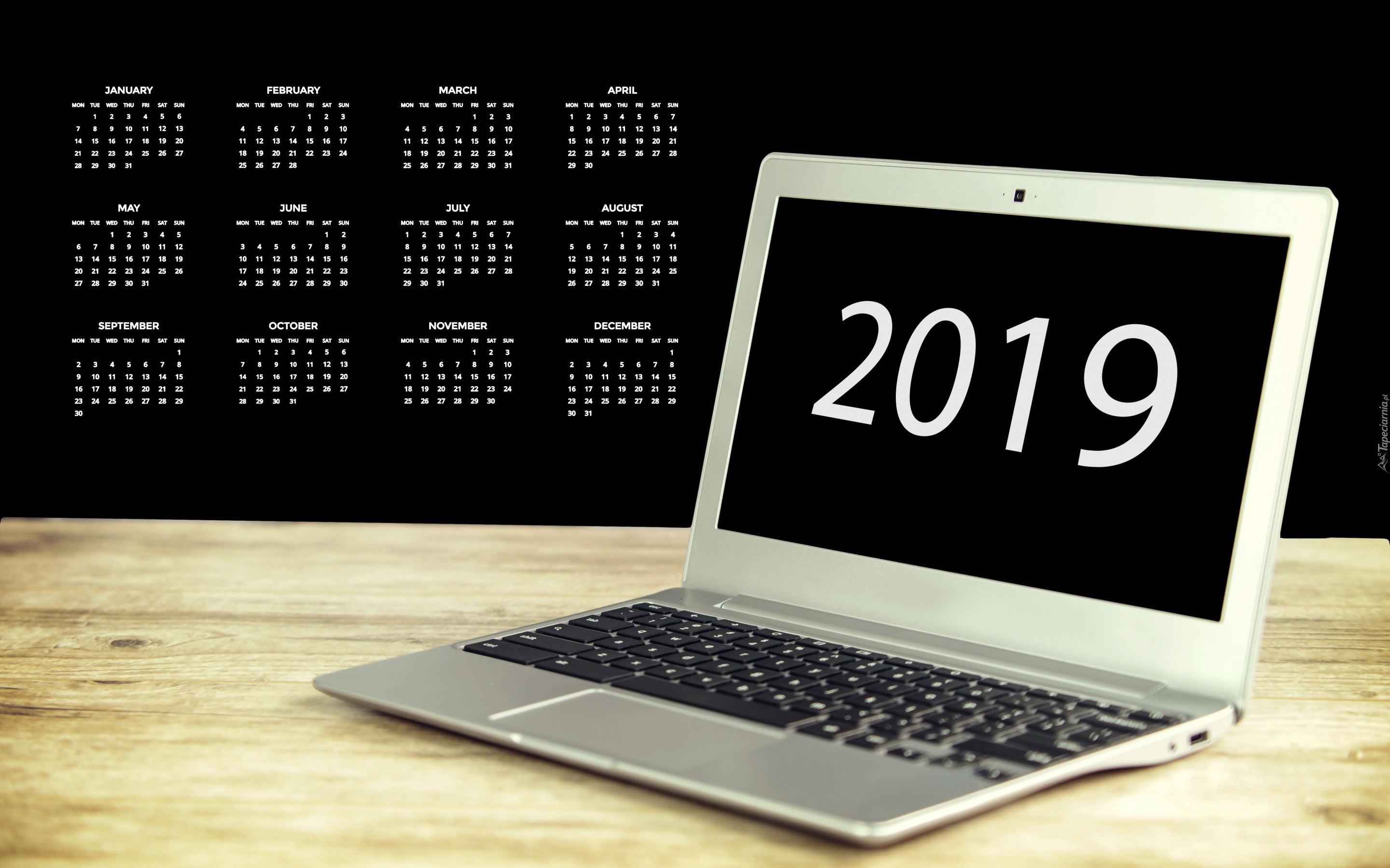 Kalendarz, 2019, Laptop