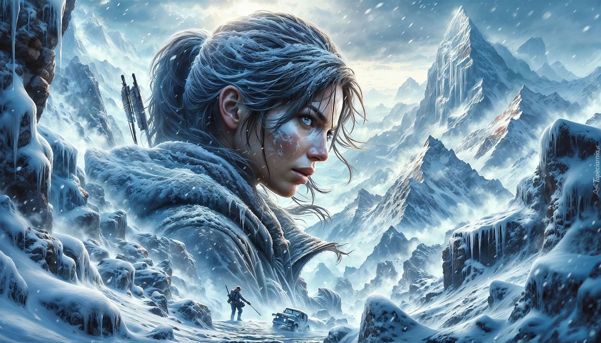 Lara Croft, Misja, Zima, Góry, Grafika AI