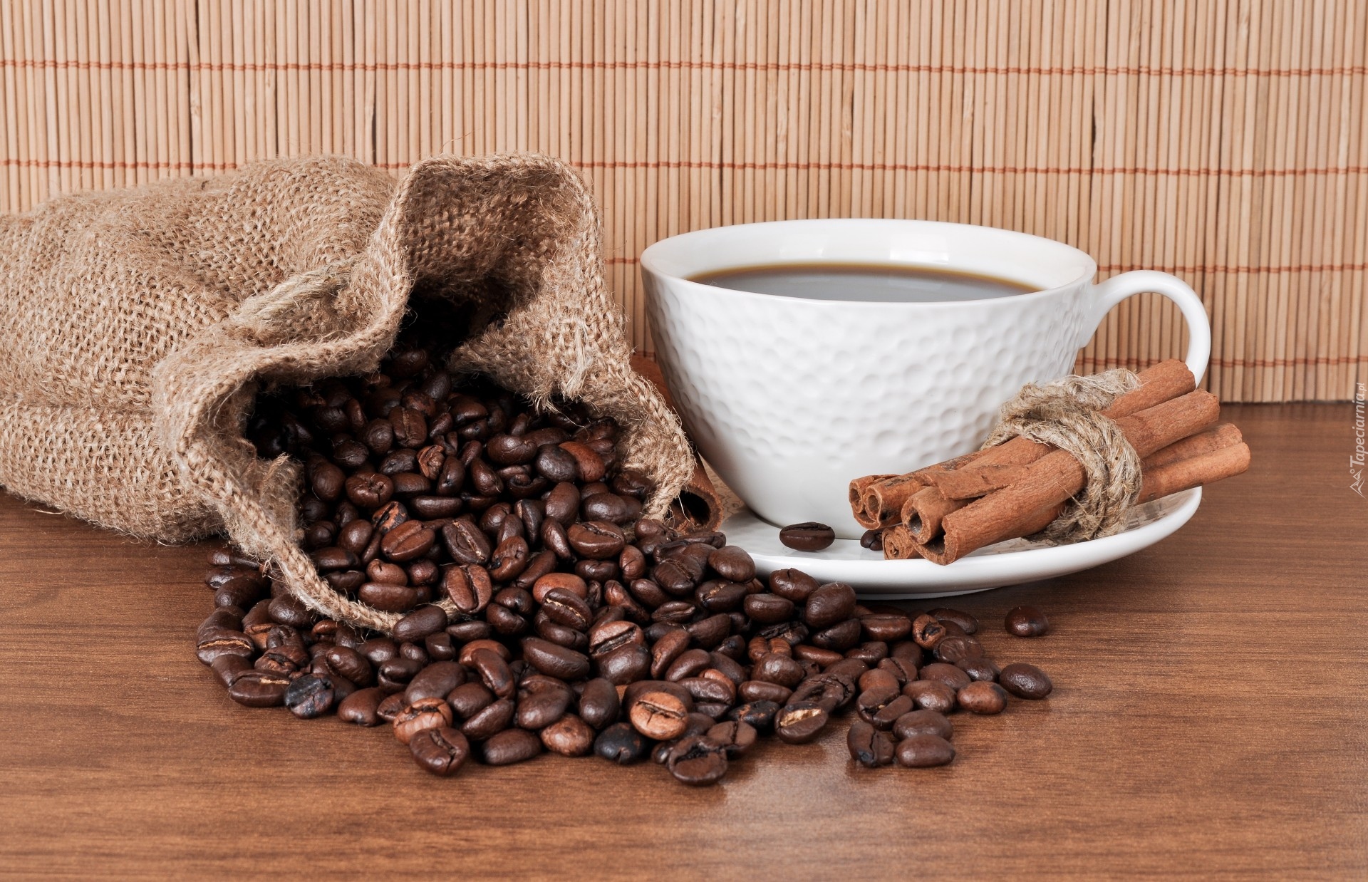 Filiżanka, Kawa, Cynamon, Ziarna