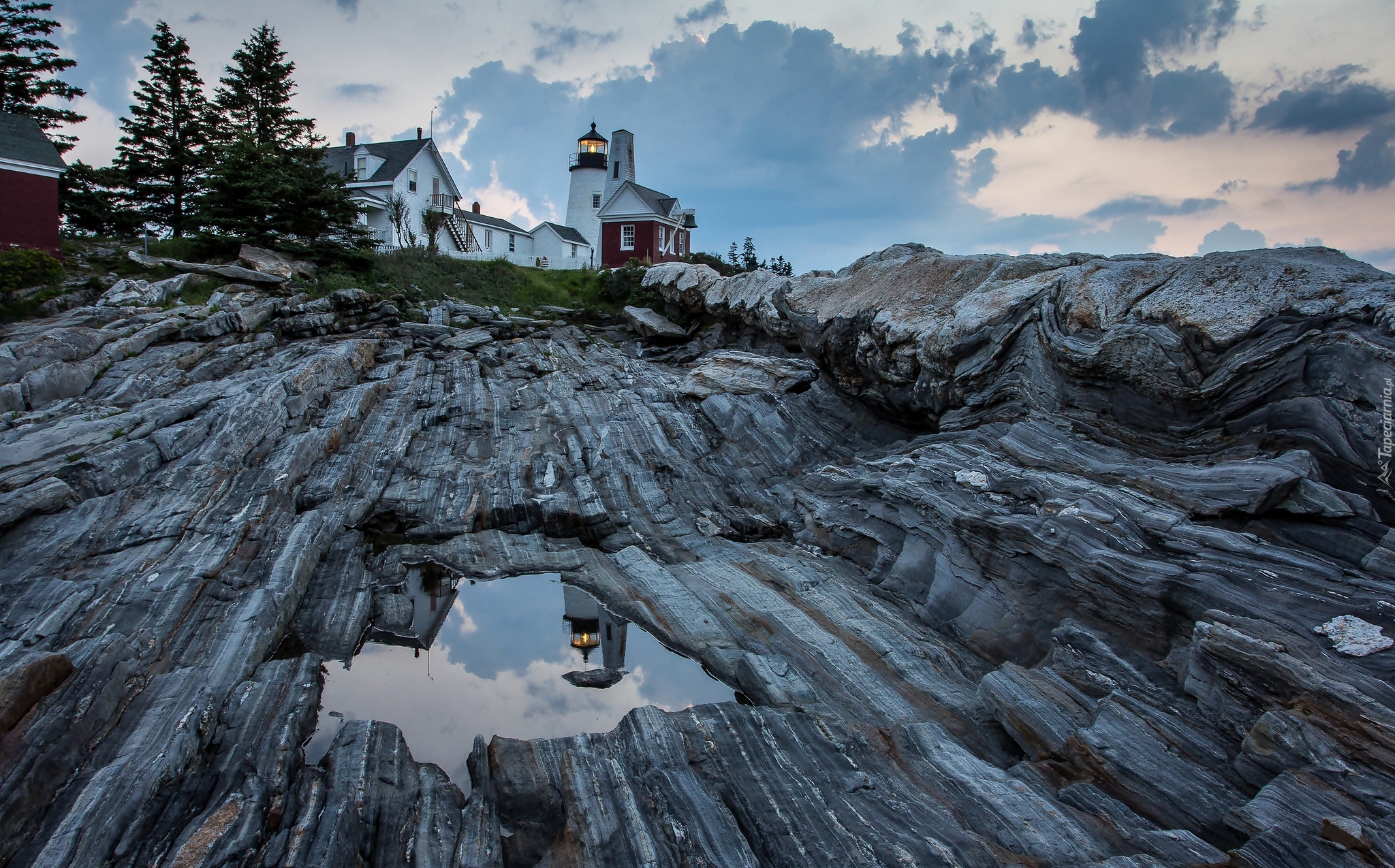 Stany Zjednoczone, Stan Maine, Bristol, Latarnia morska Pemaquid Point Light, Skały