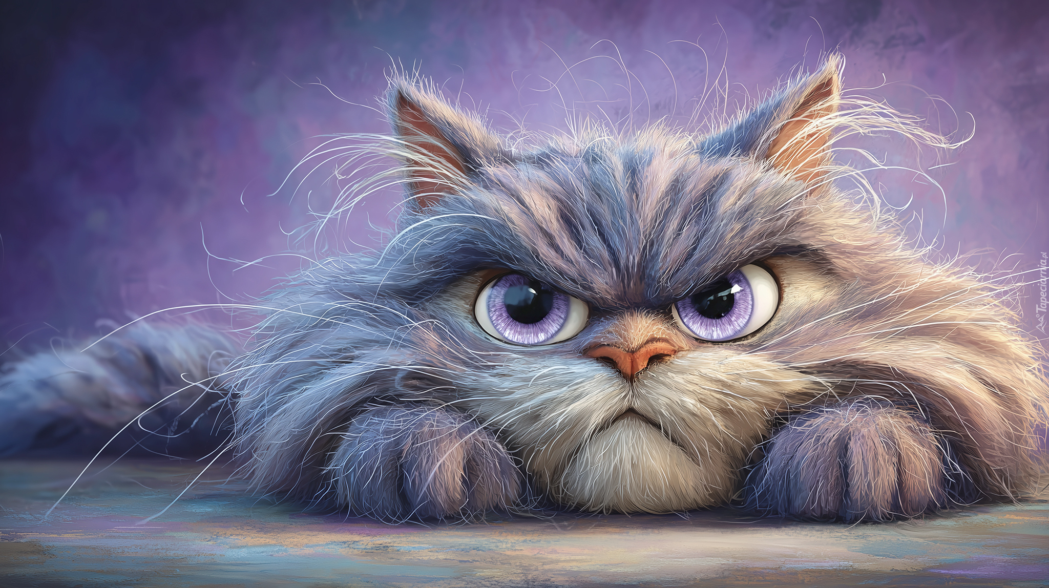 Fioletowo-szary, Kot, Grafika AI