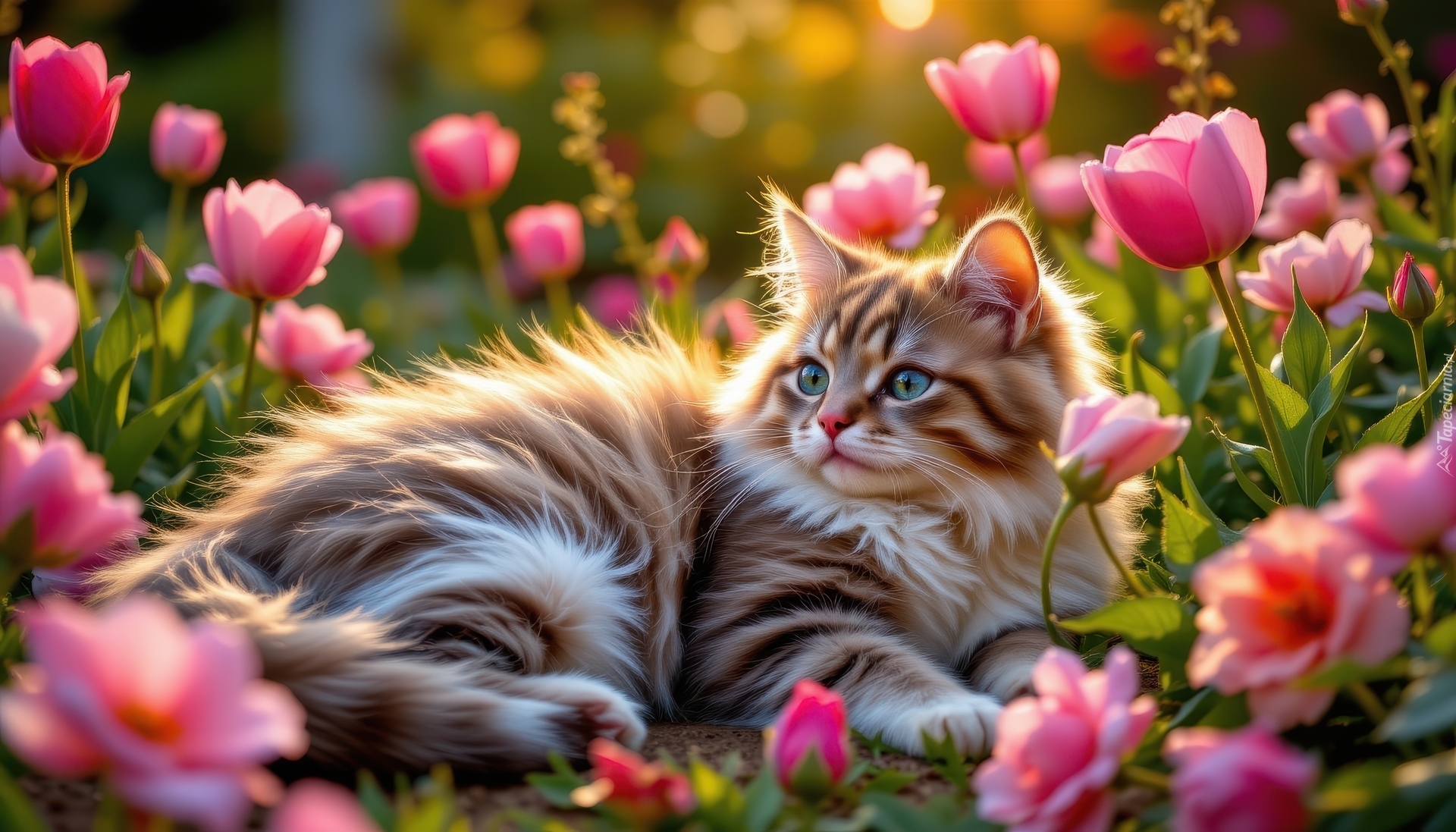Kot, Kwiaty, Tulipany