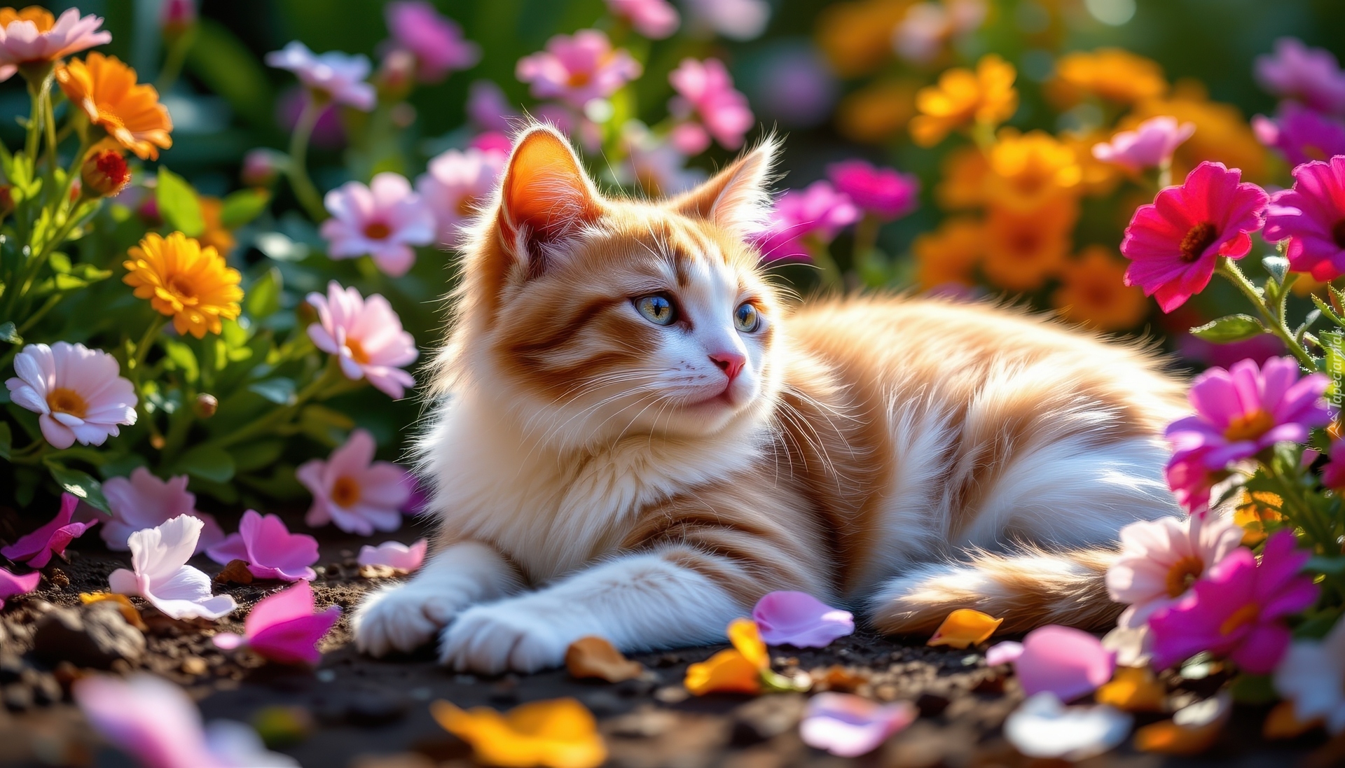 Kot, Rudo-biały, Kwiaty