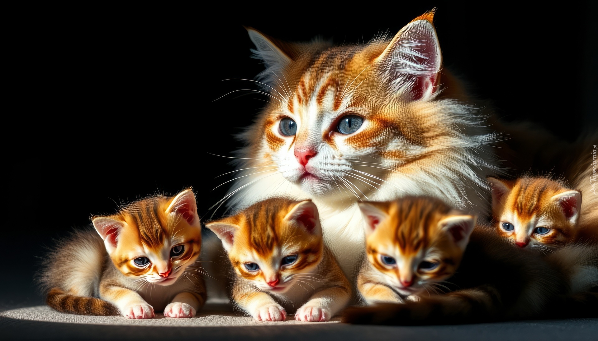 Kot, Rude, Kocięta, Grafika AI
