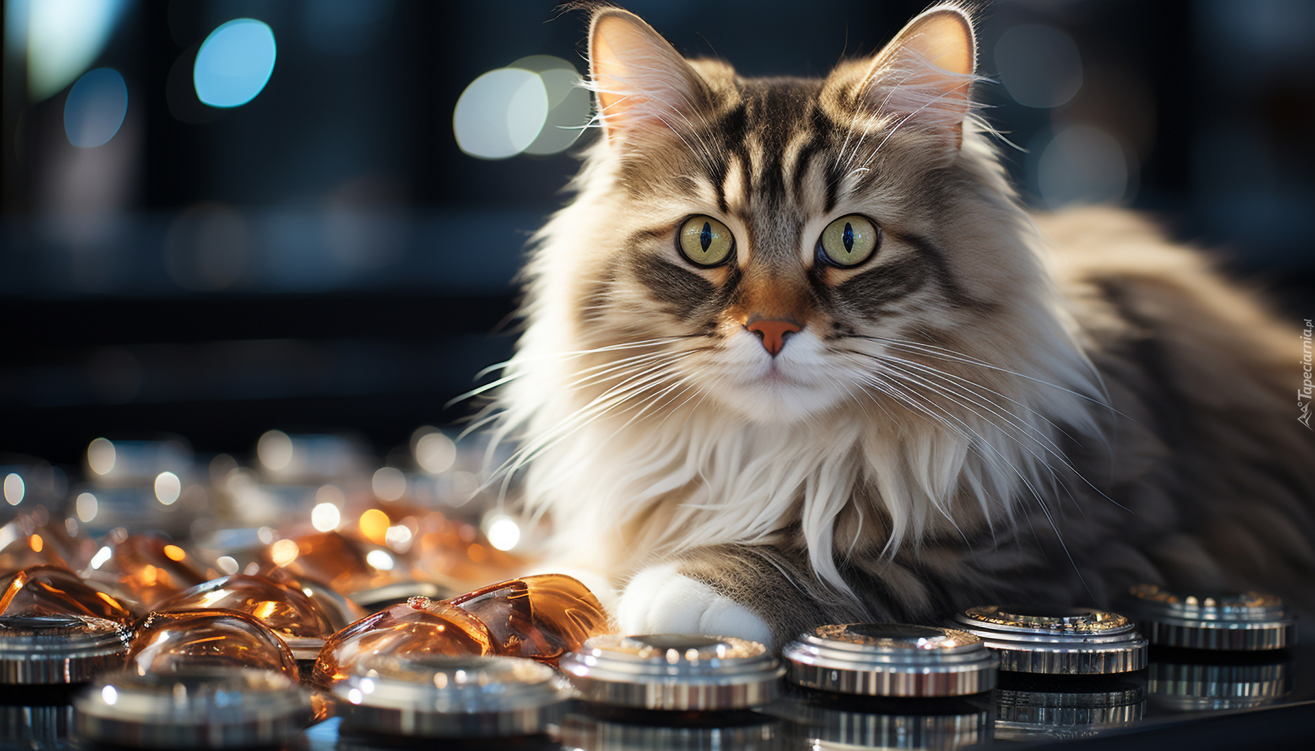 Szaro-biały, Puszysty, Kot