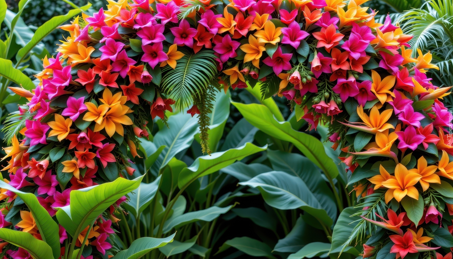 Łuk, Kolorowe, Kwiaty, Liście