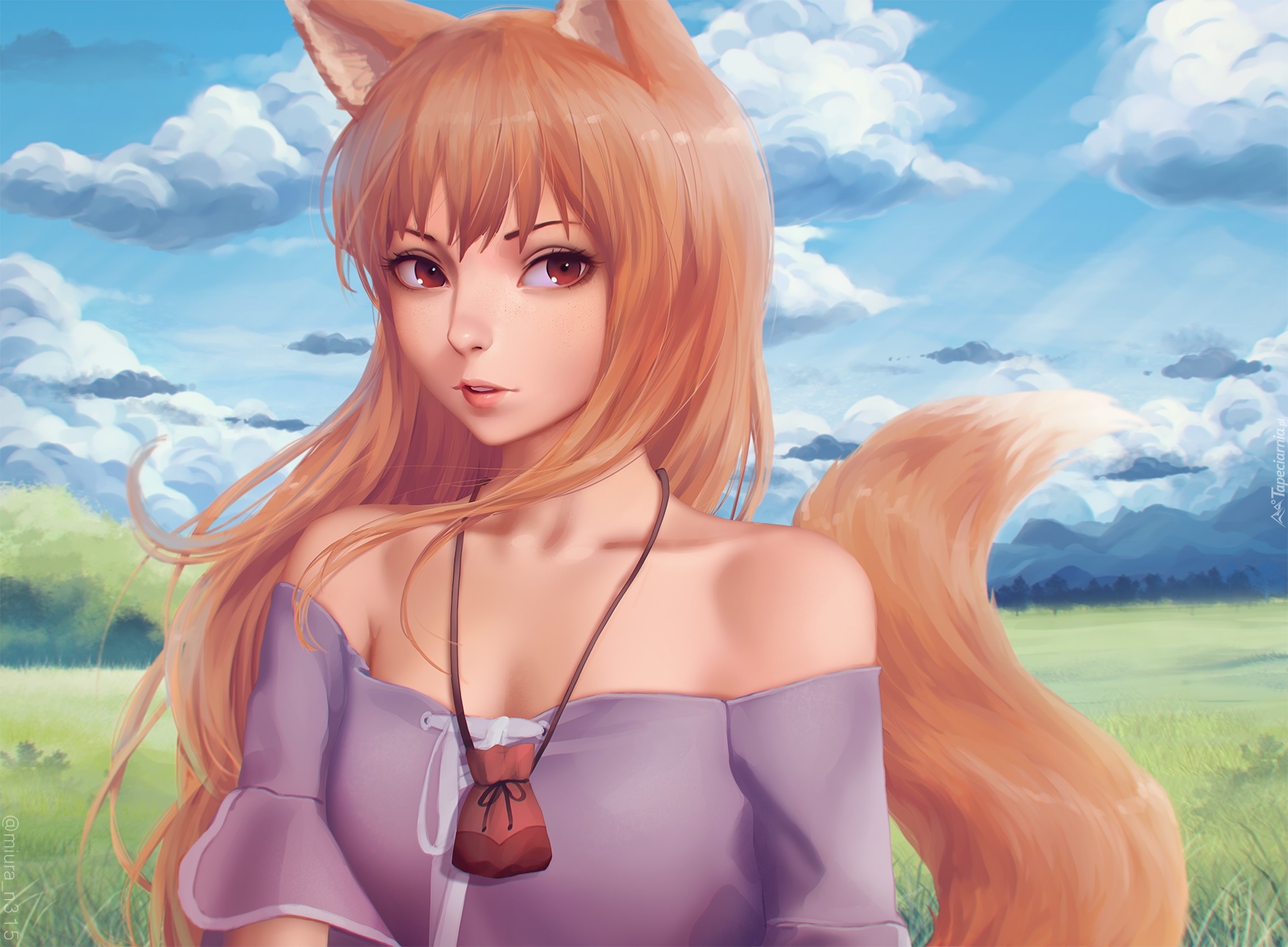 Dziewczyna, Holo, Lisica, Anime, Spice and Wolf