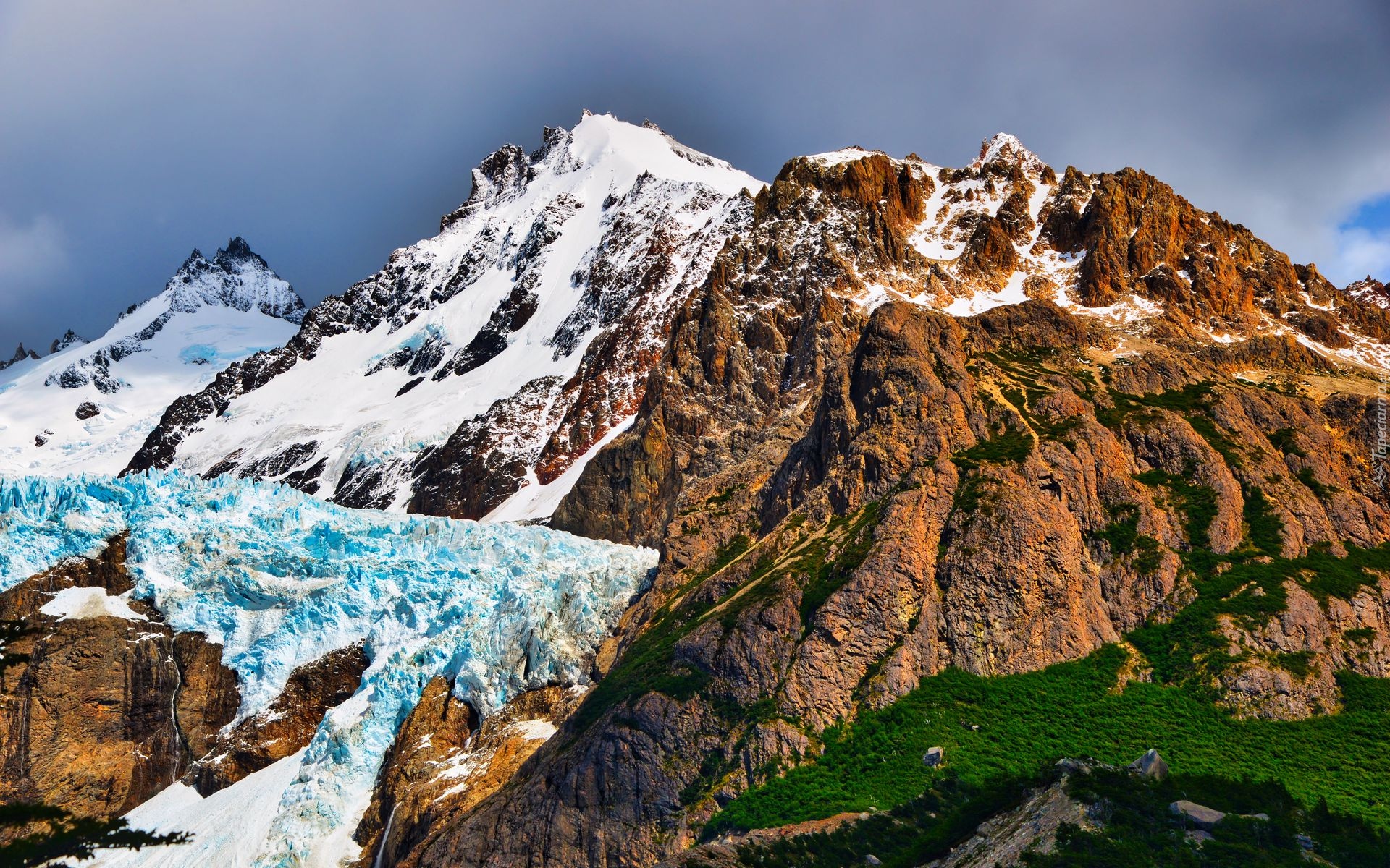 Lodowiec, Glaciar Piedras Blancas, Park Narodowy Los Glaciares, Góry, Śnieg, Niebo, Patagonia, Argentyna