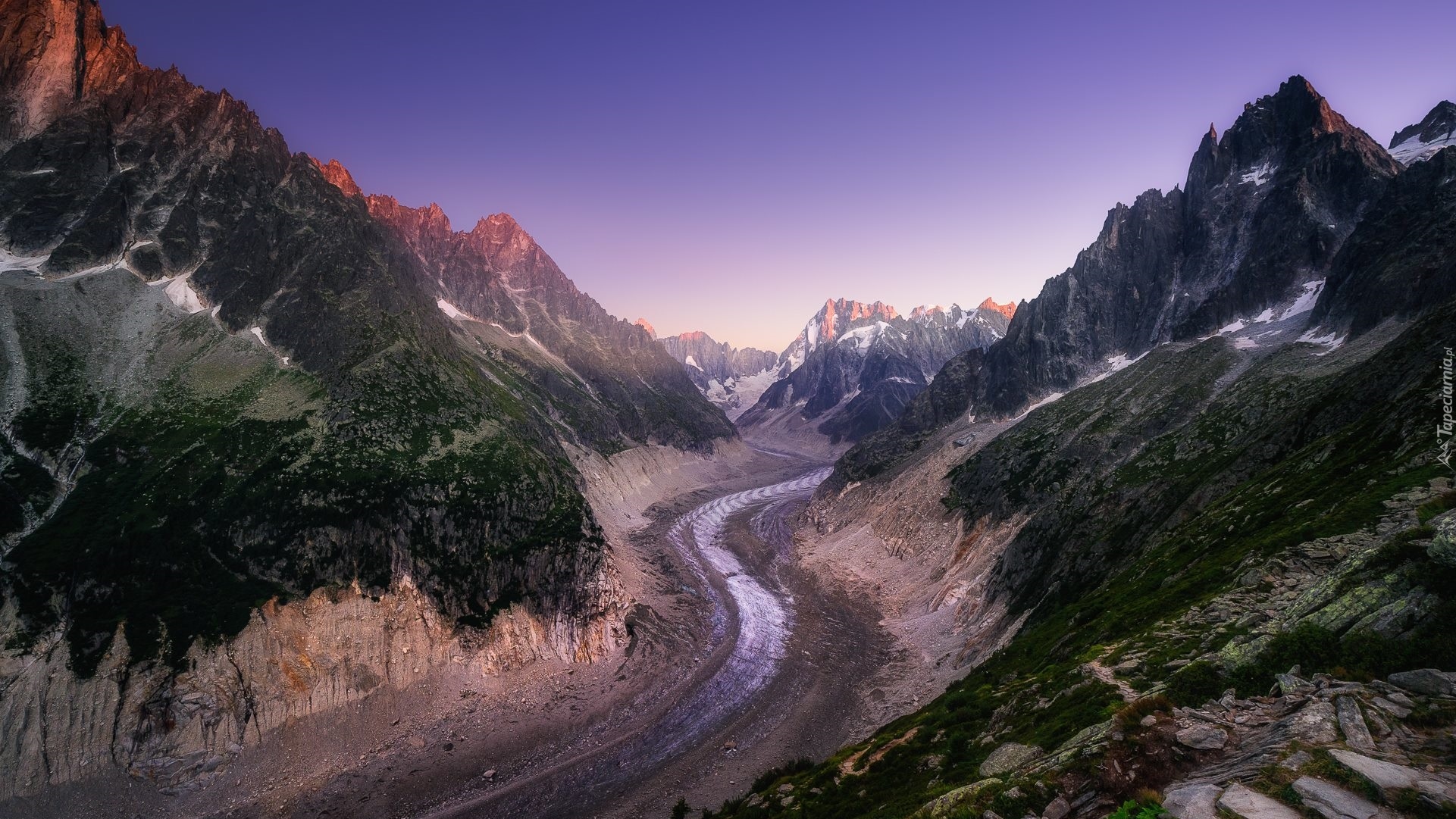 Góry, Masyw Mont Blanc, Lodowiec, Mer de Glace, Francja