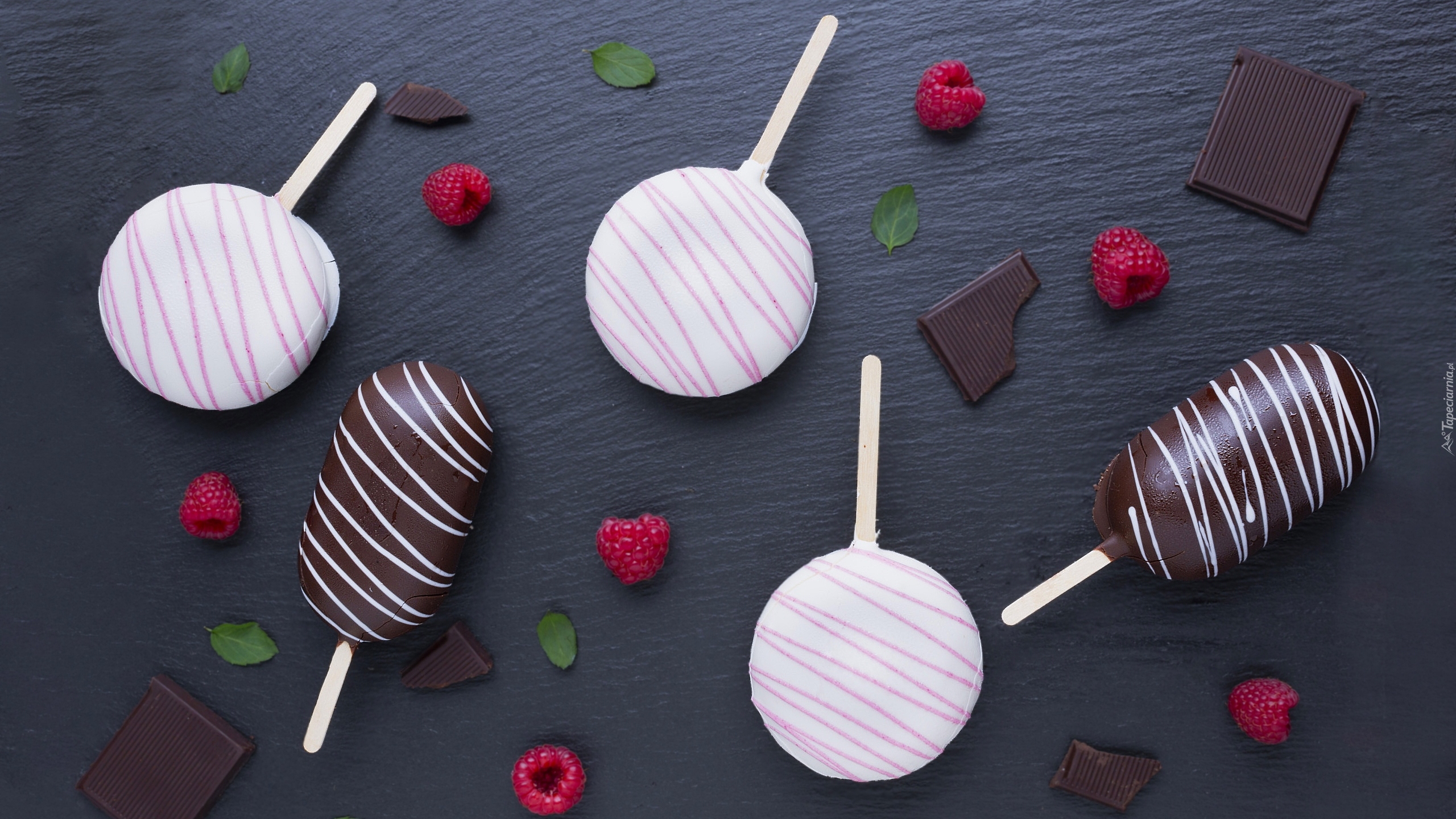 Lody, Polewa, Maliny, Czekolada, Kawałki