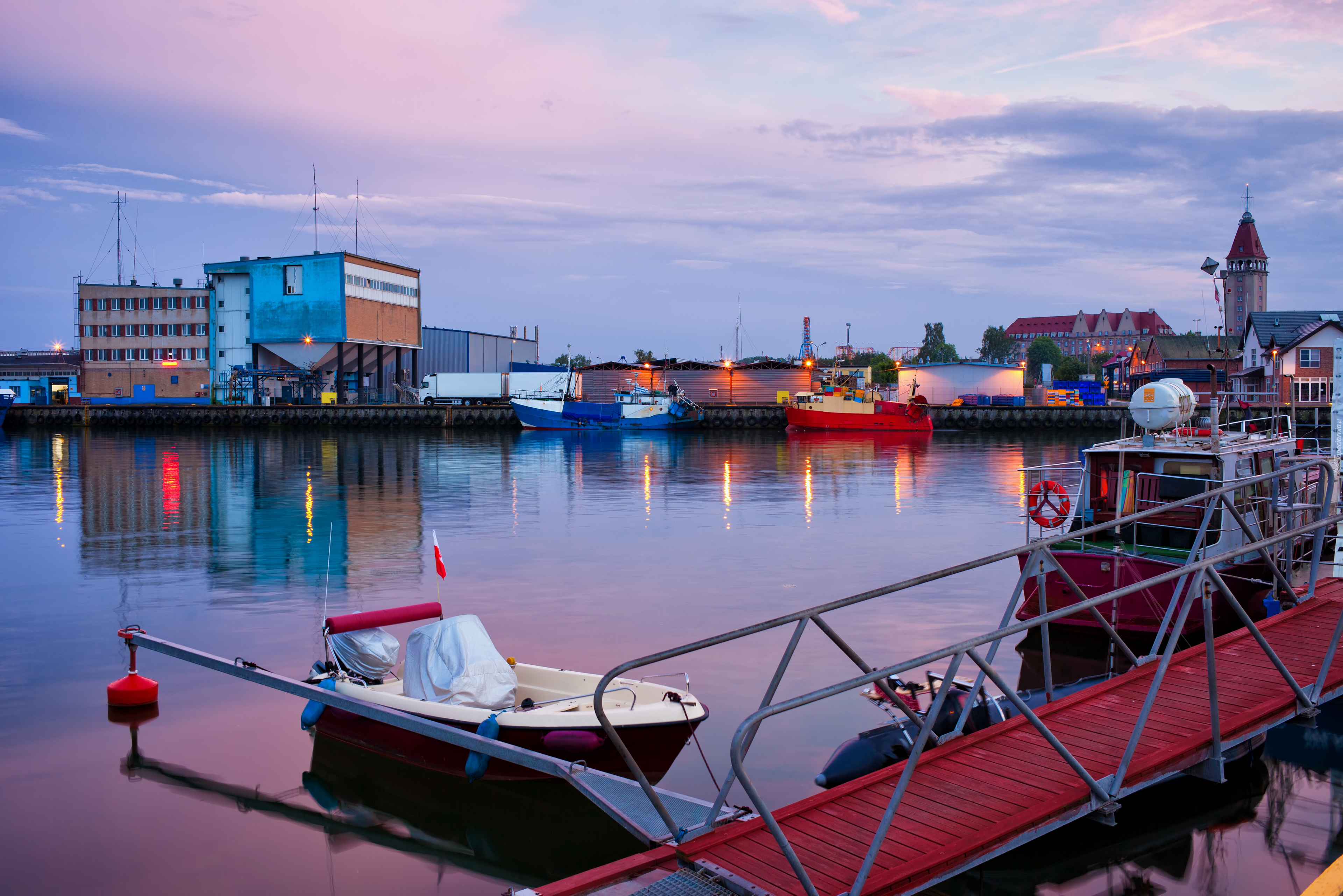 Polska, Władysławowo, Domy, Port, Łodzie, Wieża widokowa, Dom Rybaka