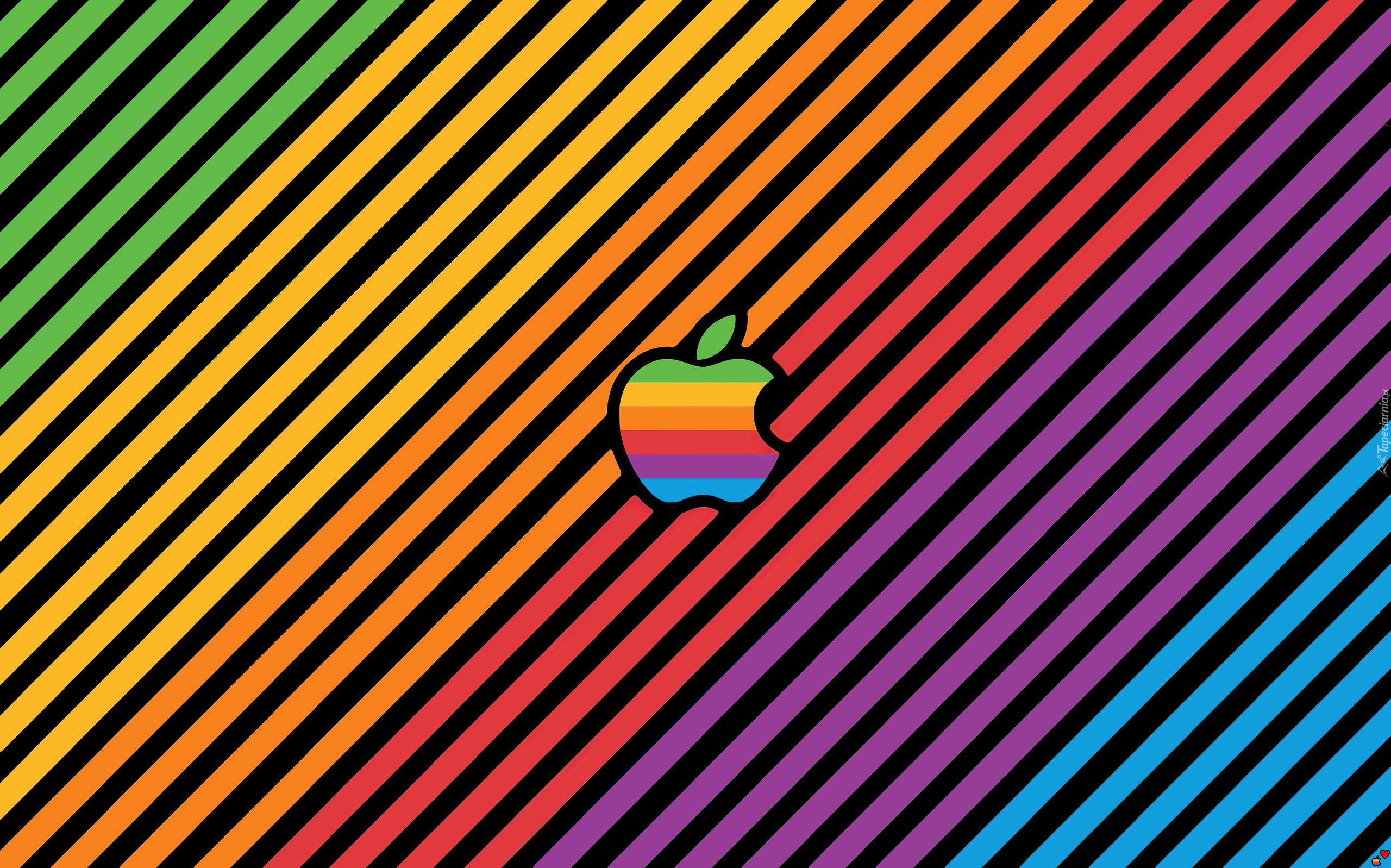 Jabłko, Kolorowe, Paski, Logo, Apple