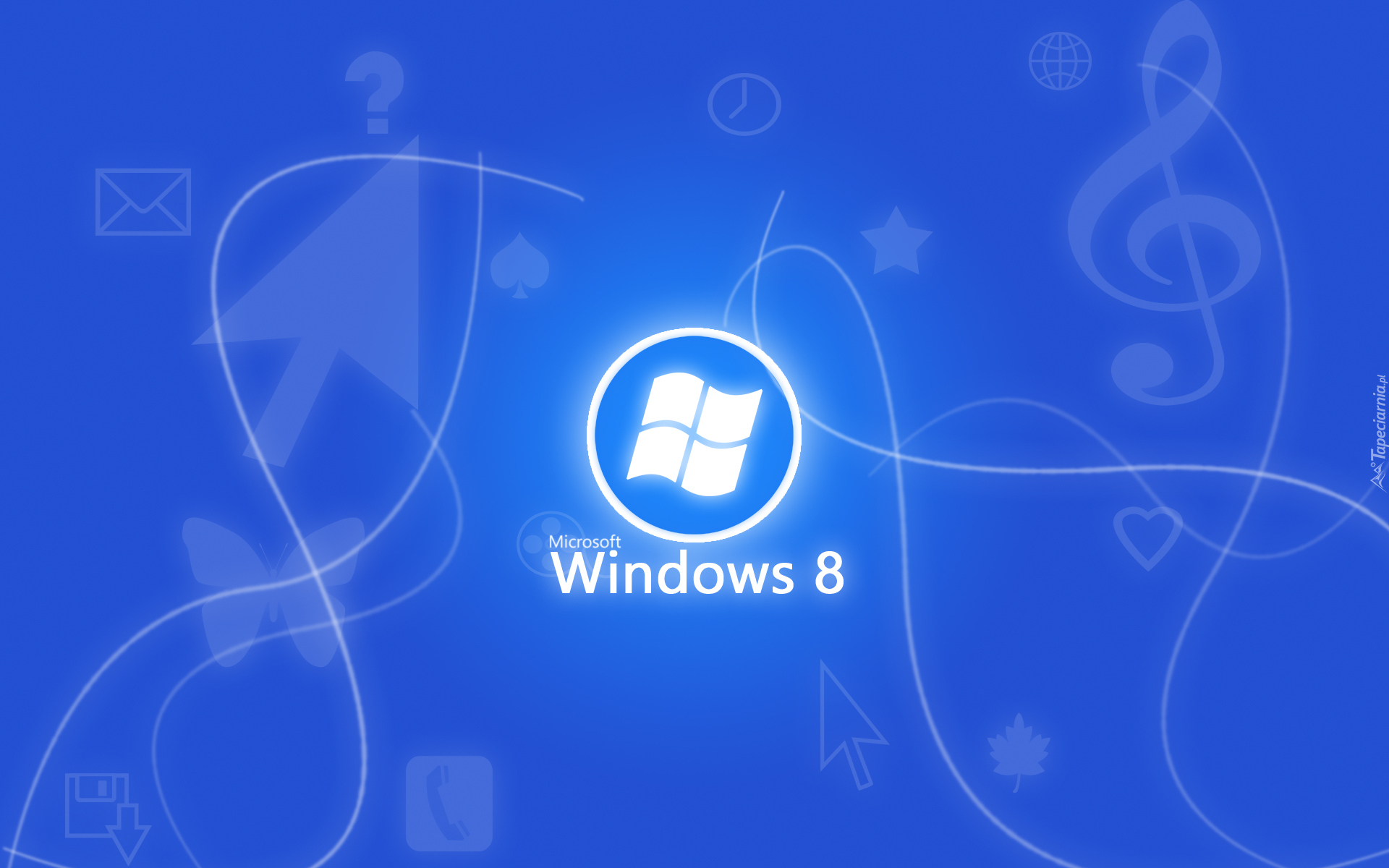 Windows 8, Logo, Niebieskie tło