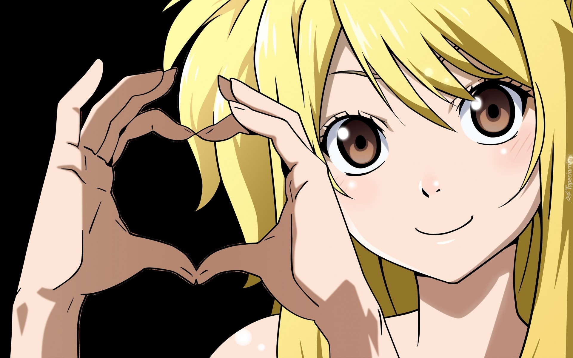 Manga Anime, Dziewczyna, Lucy Heartfilia, Dłonie, Serce, Miłosne