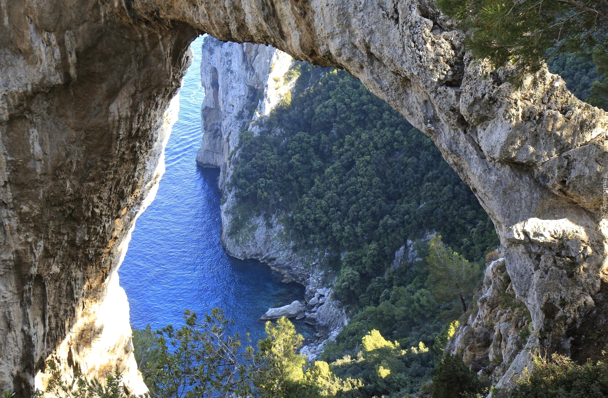 Skały, Łuk skalny Arco Naturale, Morze, Capri, Włochy