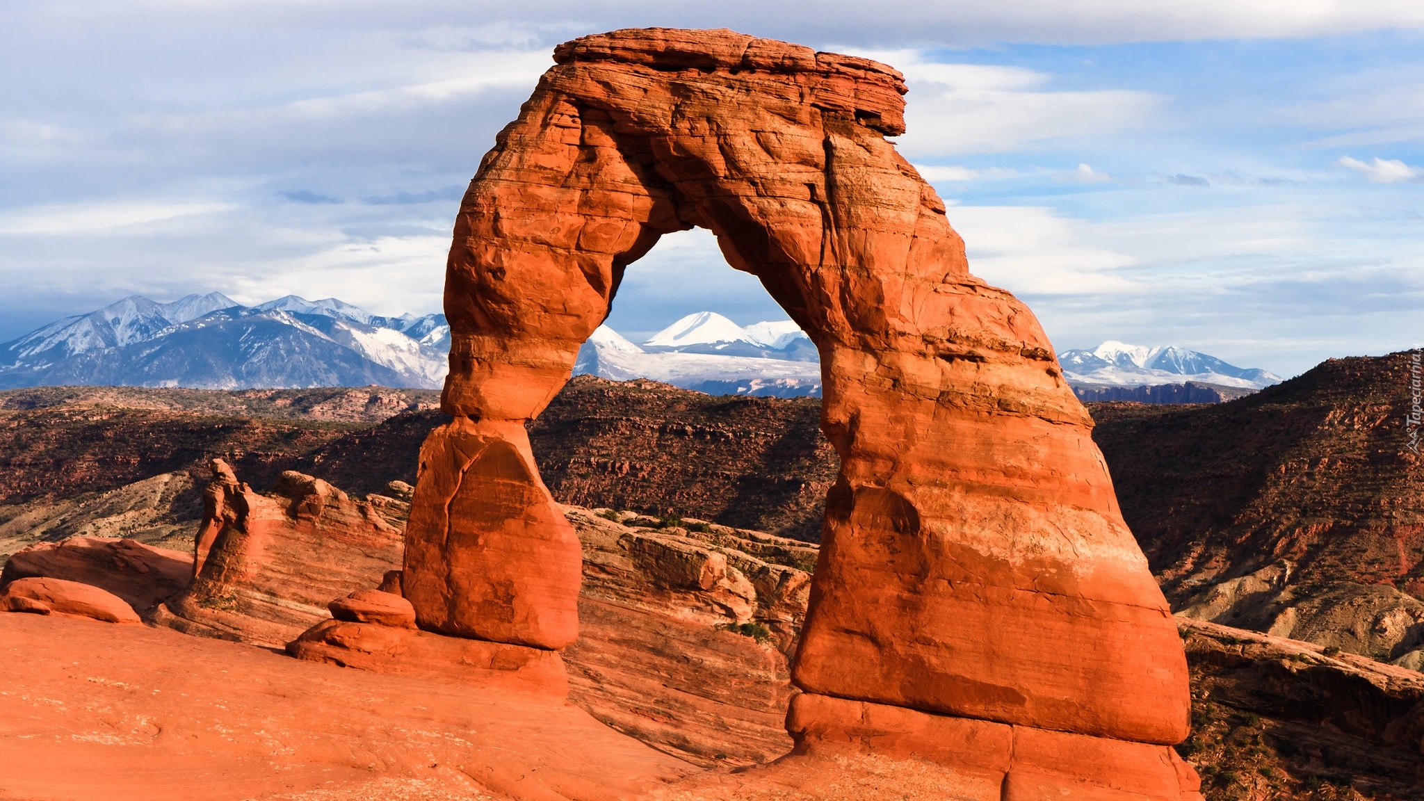 Park Narodowy Arches, Góry, Łuk skalny, Delicate Arch, Stan Utah, Stany Zjednoczone