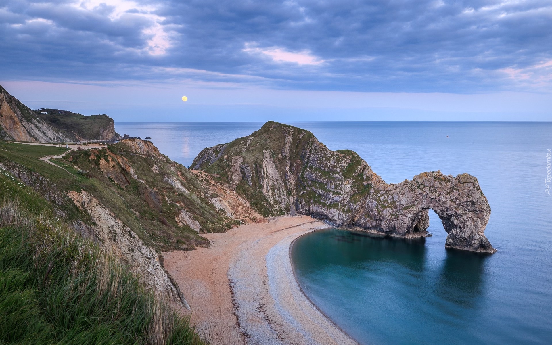 Anglia, Hrabstwo Dorset, Morze, Wybrzeże Jurajskie, Skały, Plaża, Łuk skalny, Durdle Door