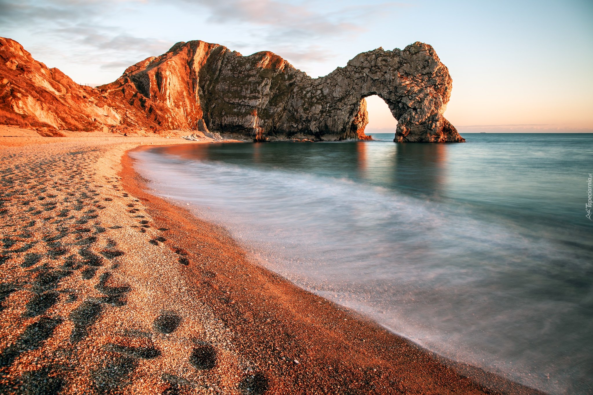 Anglia, Hrabstwo Dorset, Morze, Wybrzeże Jurajskie, Plaża, Skały, Łuk skalny, Durdle Door