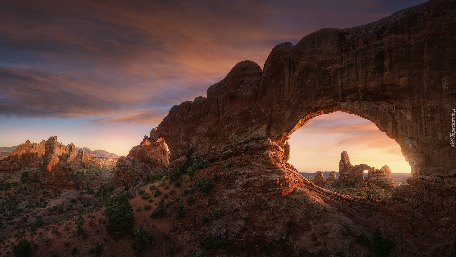Park Narodowy Arches, Łuk skalny, Double Arch, Skały, Stan Utah, Stany Zjednoczone